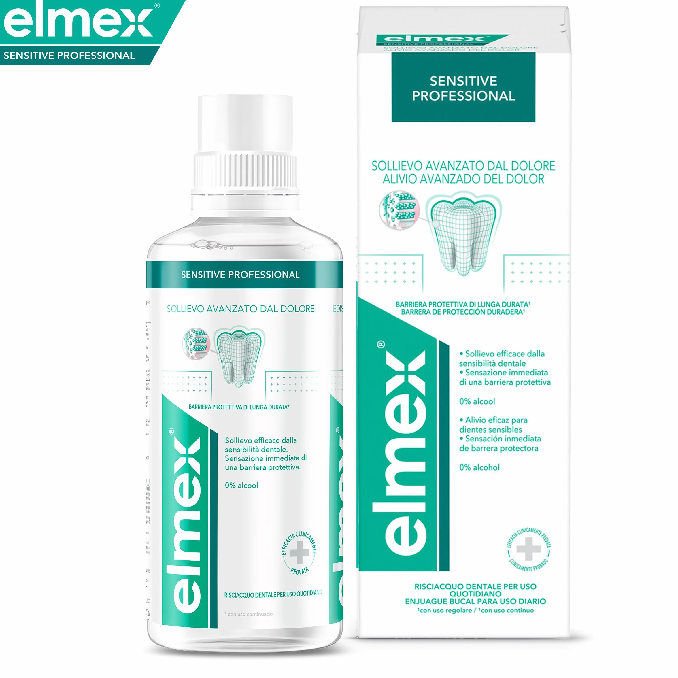 elmex Collutorio Sensitive Professional 400 ml con fluoro 0% Alcohol