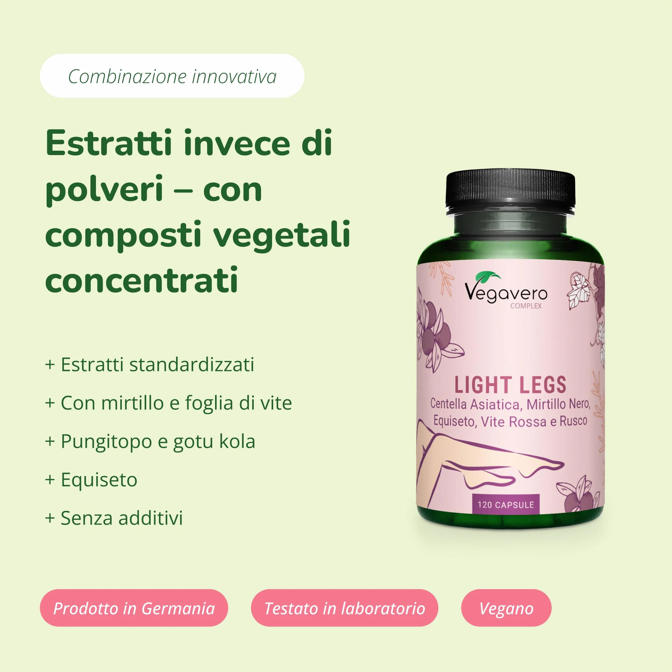 Vegavero Circolazione Gambe 120 capsule Integratore per Pesantezza Microcircolo Capillari