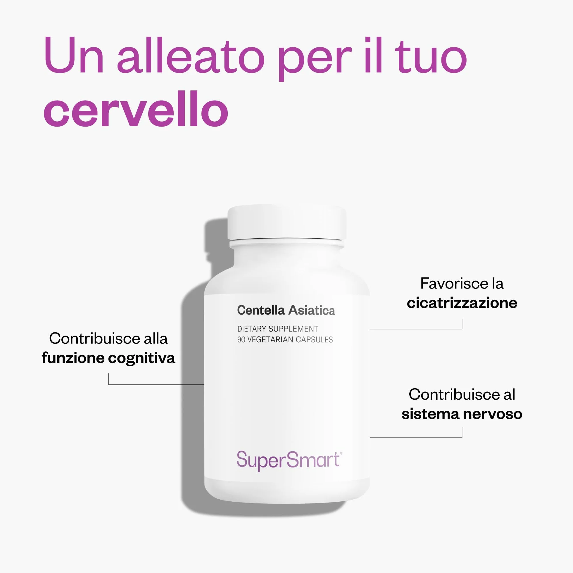 Supersmart Centella Asiatica Erba della Tigre Benessere Mentale Riduce Stress Sistema Immunitario Vegano Senza Glutine