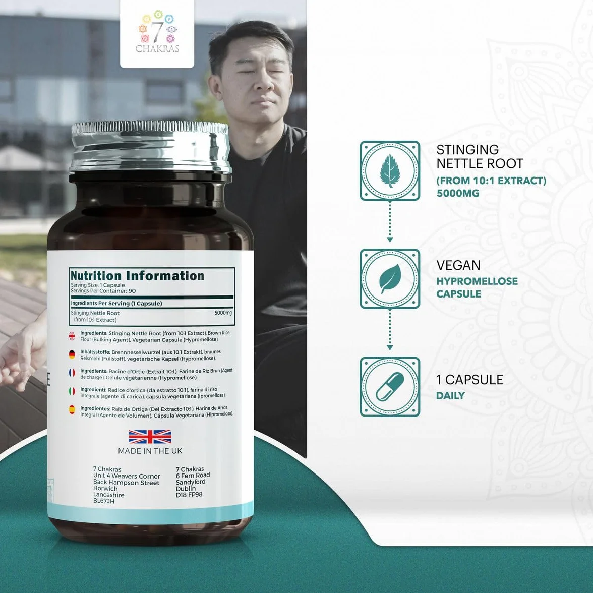Ortica Capsule 90 Radice Di Ortica 500mg Stinging Nettle Estratto 10:1 Non OGM Senza Glutine Certificato ISO