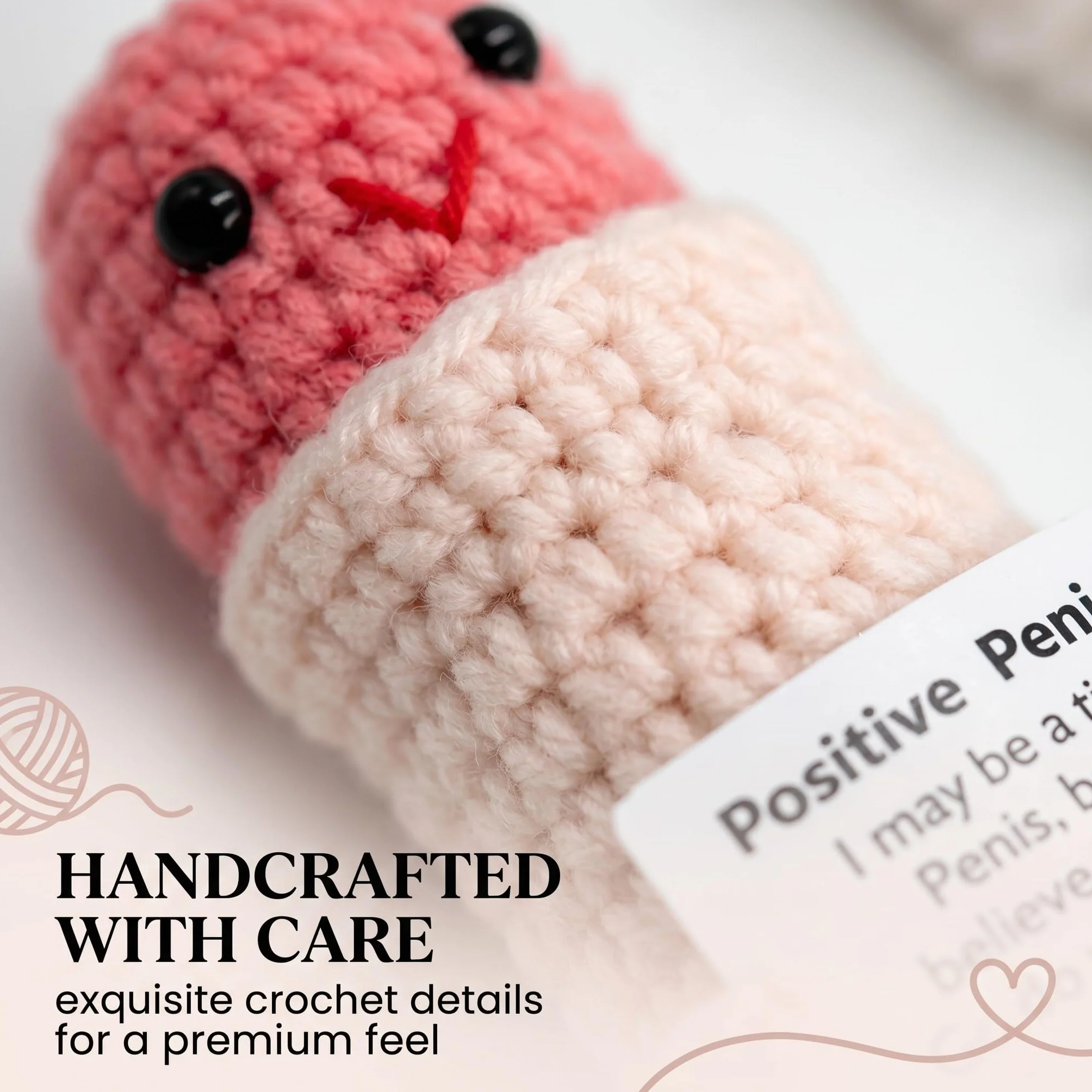 1 Pezzi Pocket Hug Penis, Bambola Del Pene Portafortuna, Mini Simpatico Pene All'Uncinetto, Patate Positive, Regalo Divertente Per Uomini, Piccolo Regalo Per Uomini E Donne(Rosa)