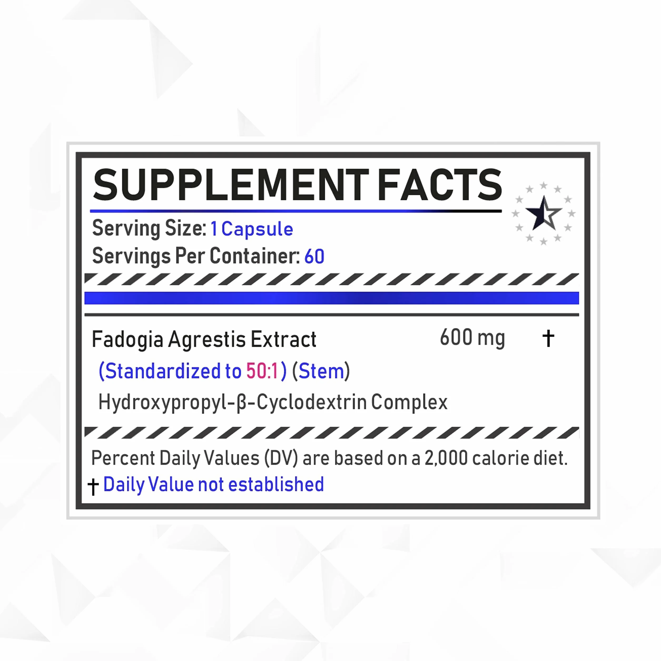 Fadogia Agrestis+ 50:1 with HydroPerine™ - 60 V-Capsules 1 Bottle
