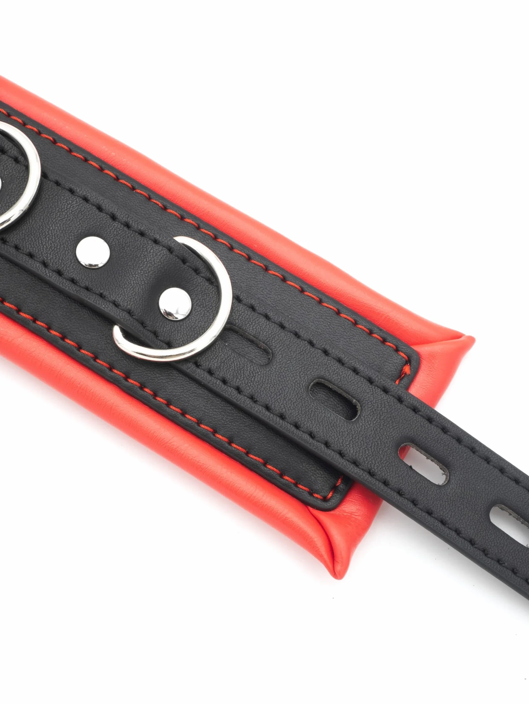 BONDAGERIE® Manette per Coppia Nero e Rosso, imbottite e morbide, sexishop uomo donna lui lei accessori catenina metallo