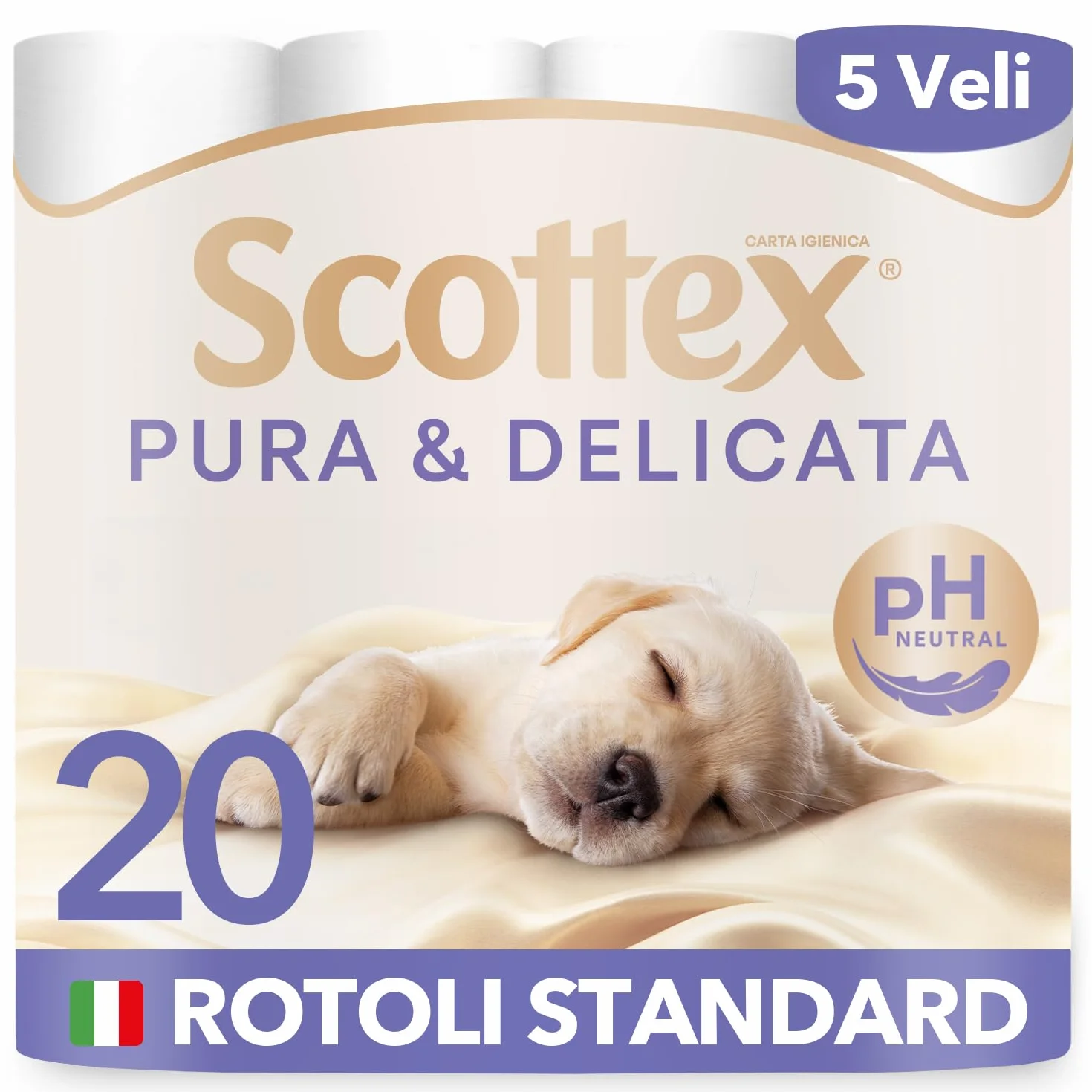Scottex Carta Igienica Pura e Delicata 5 Veli PH Neutro 20 Pz