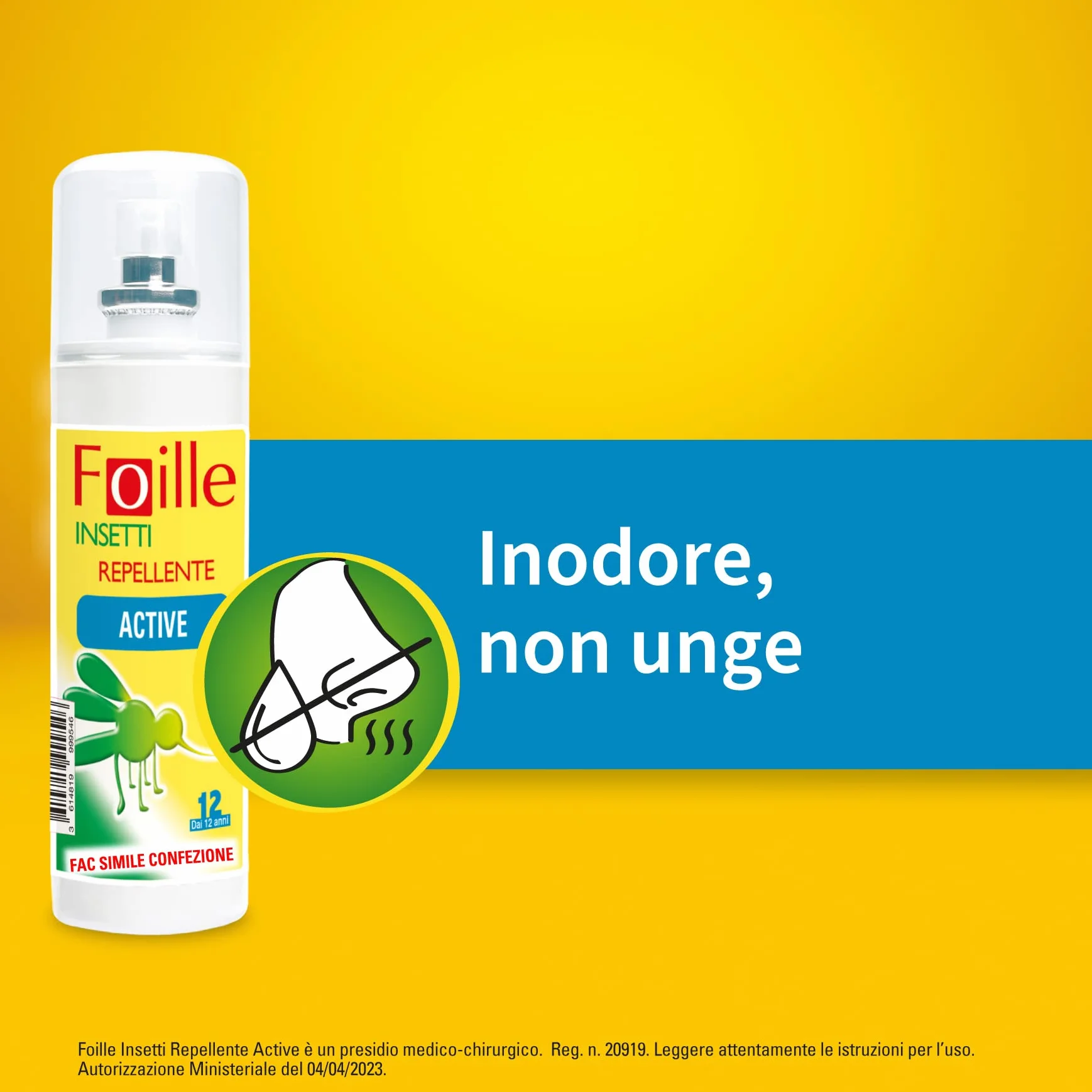 Repellente Insetti Foille Active con Icaridina 20% 100 ml x2, Contro Zanzare Zecche Flebotomi, Efficacia 12 Ore