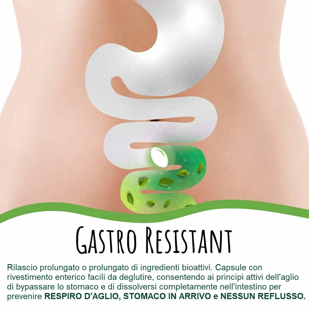 Aglio Deodorato 500:1 (Allium sativum) – 250 mg per Capsula, 2500 mcg Alicina, Softgel con Rivestimento Enterico, Formula Inodore, con Olio di Oliva, 200 Capsule, Senza Glutine, Non OGM