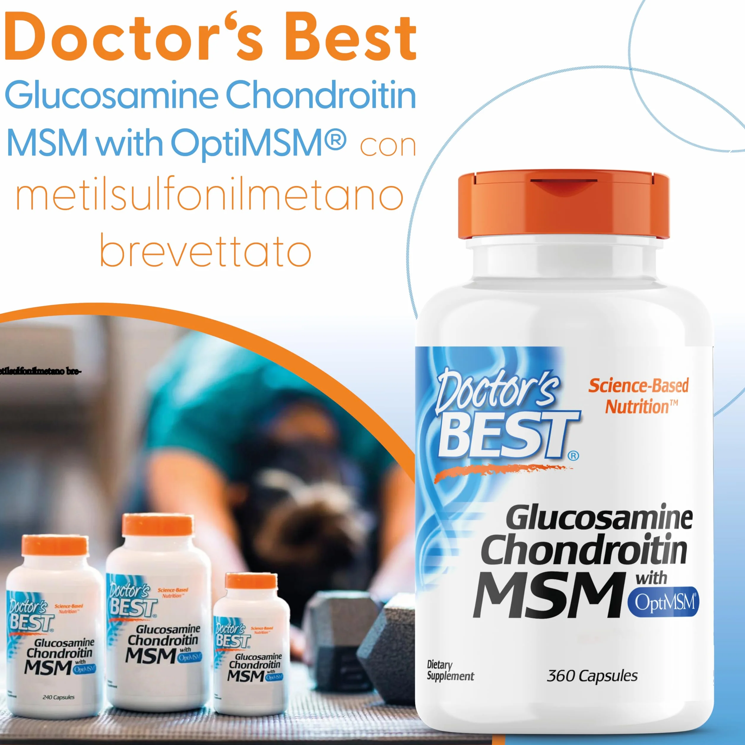 Doctor's Best, Glucosamina-Condroitina MSM, con OptiMSM, 360 Capsule, Testato in Laboratorio, Senza Soia, Senza Glutine, Non OGM