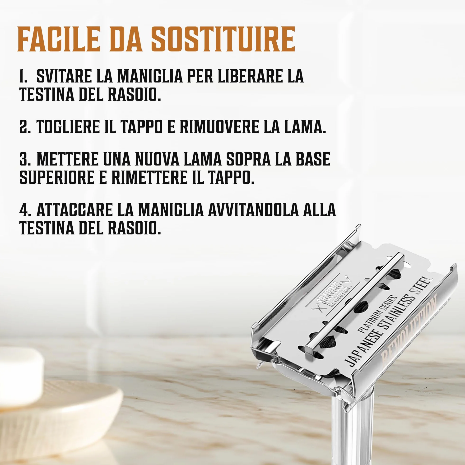Shaving Revolution - 50 Lame da Rasoio a Doppio Taglio - Sicurezza per la Rasatura Maschile in Acciaio Inox Giapponese al Platino per una Rasatura Liscia, Precisa e Pulita