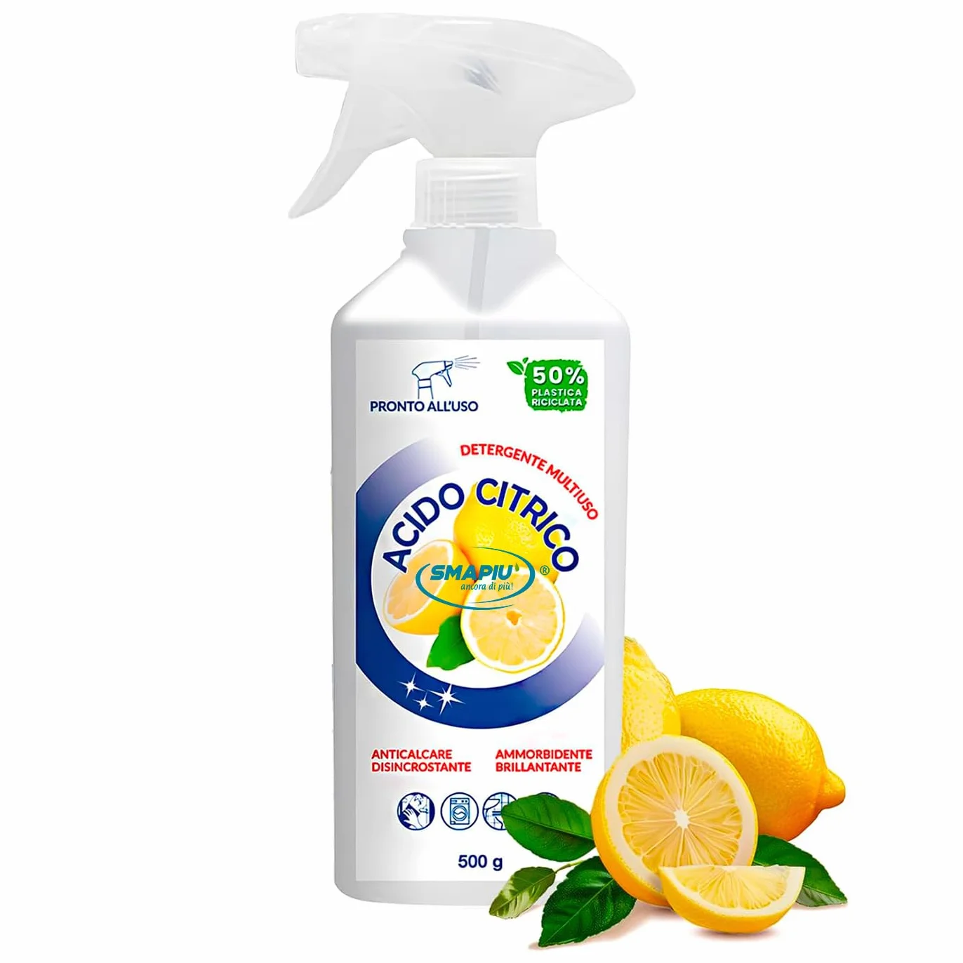 Acido Citrico Smapiù Multiuso Disincrostante Anticalcare 500ml Profumo Limone