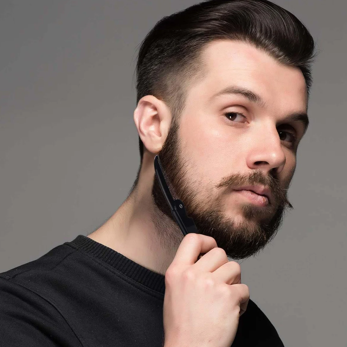 Confezione da 2 pettini per barba pieghevoli per uomo pettine per baffi pettine piccolo tascabile pettine per baffi pettine per capelli portatile per styling uomo pettini per barba e baffi