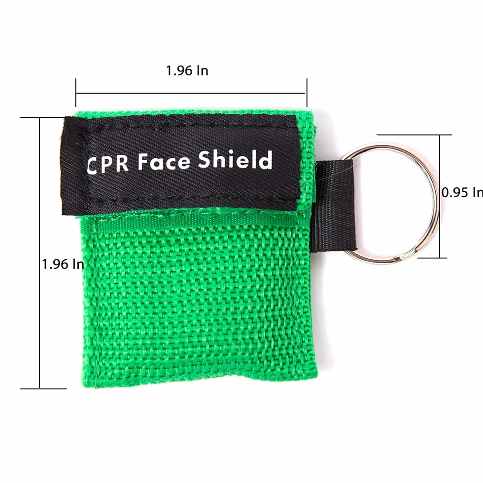 Mascherine RCP scudi facciali salvataggio valvola unidirezionale barriera respiratoria anello portachiavi primo soccorso DAE (blu)