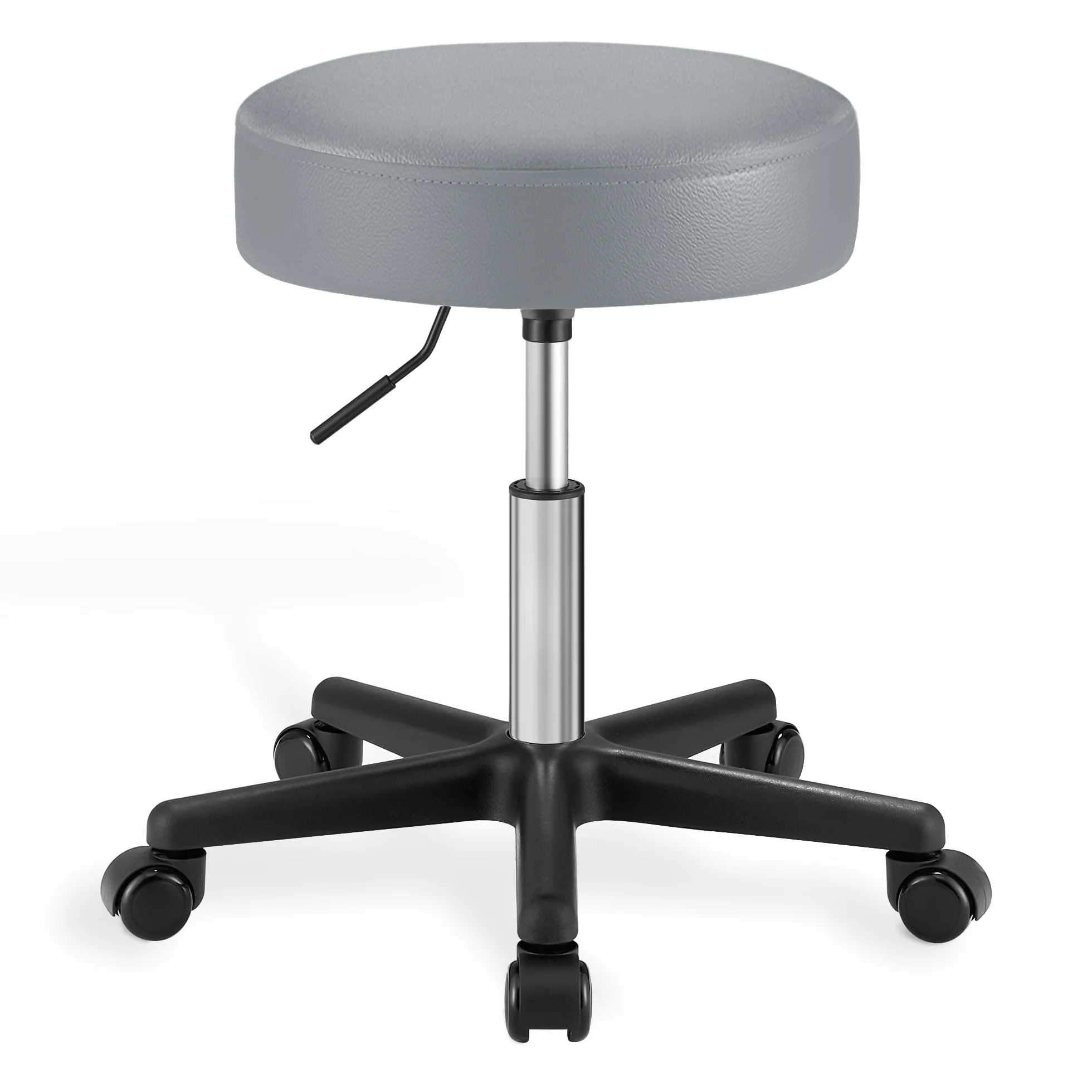 SONGMICS Sgabello Girevole con Ruote Altezza Regolabile 46-58 cm PU Grigio Tortora