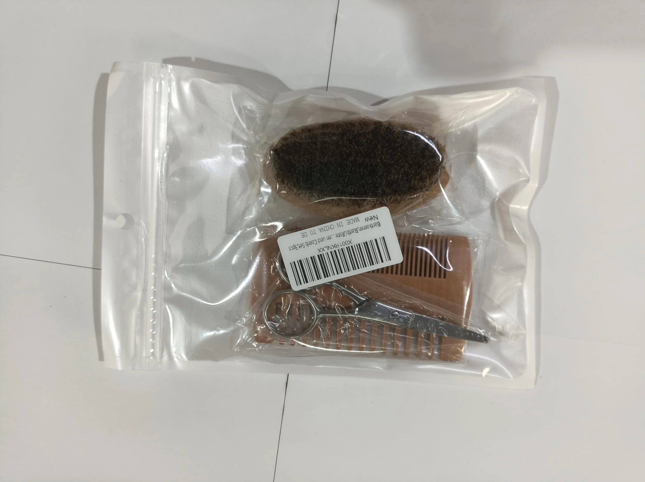 Spazzola Barba Uomo, Setole di Cinghiale, Pettine, Forbici (3pcs)