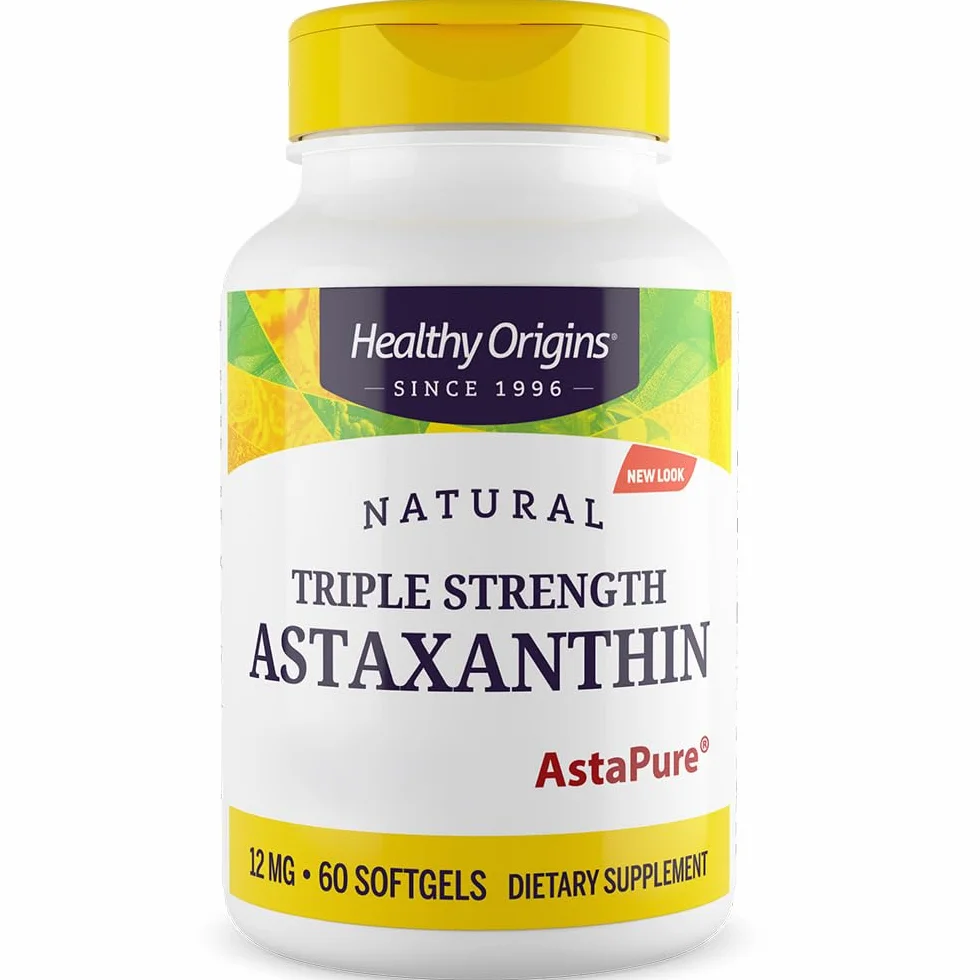 Healthy Origins Triple Strength Astaxanthin 12mg 60 Capsule Haematococcus Pluvialis Non-GMO