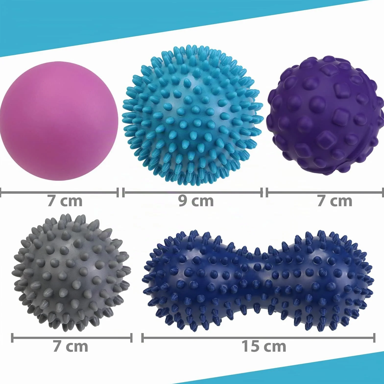ALPIDEX Palline per massaggio set di 5 - lacrosse, peanut e trigger point | diverse durezze | e-book incluso
