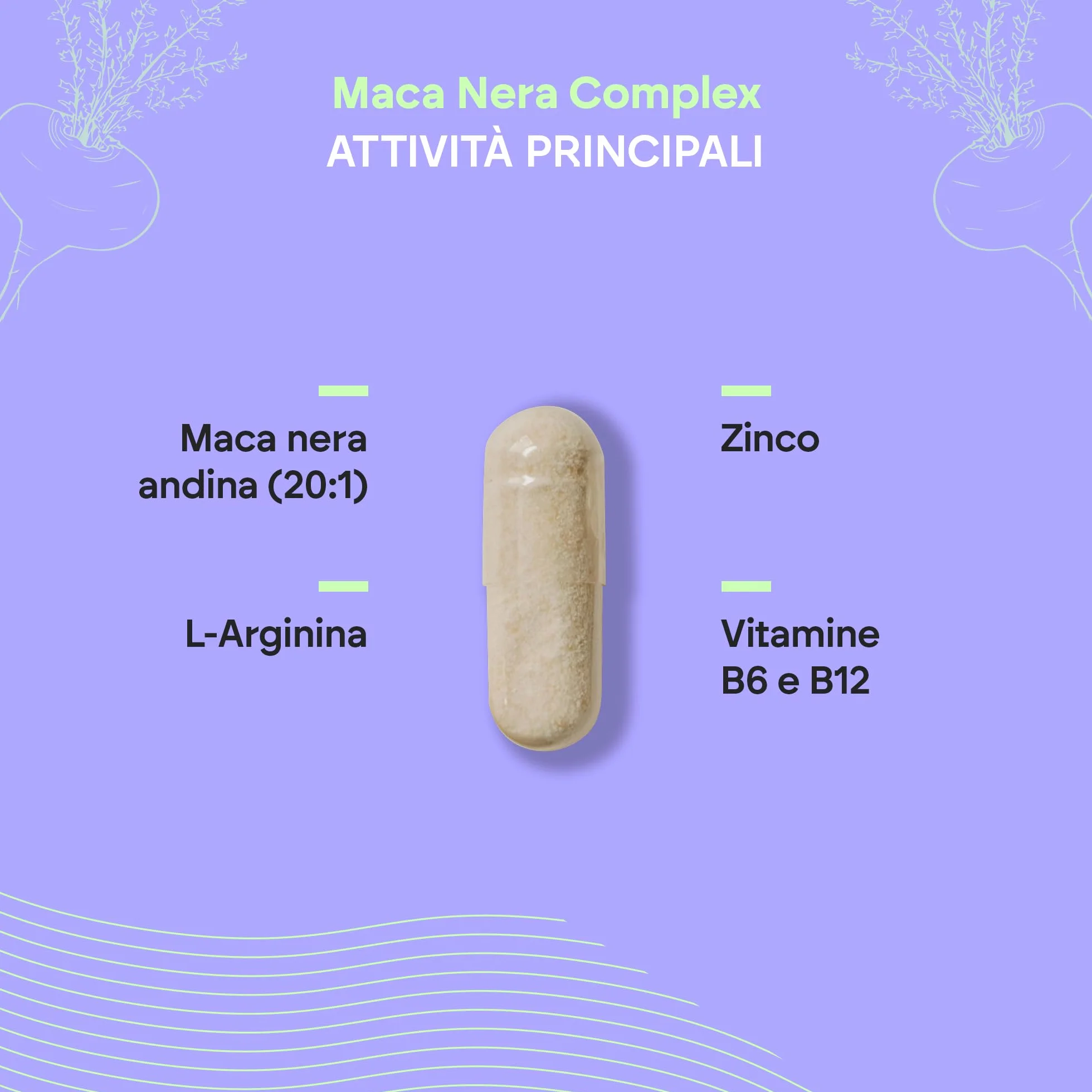 Maca Negra Andina 32.000mg - Potenza 20:1 + Energia con Zinco L-arginina B6 B12 - Maca peruviana per Uomini e Donne - 120 capsule Black Maca Complex Nutralie