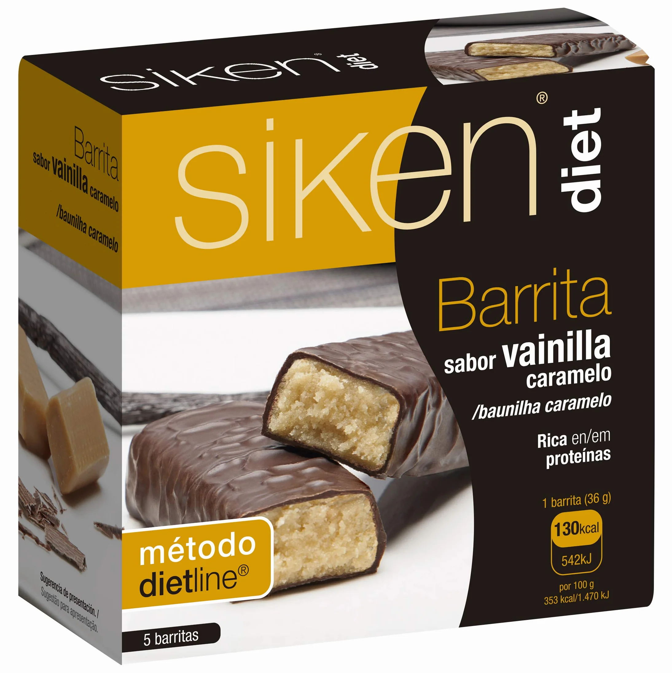 Siken Diet Barrita Vainilla Caramelo 5 Uds