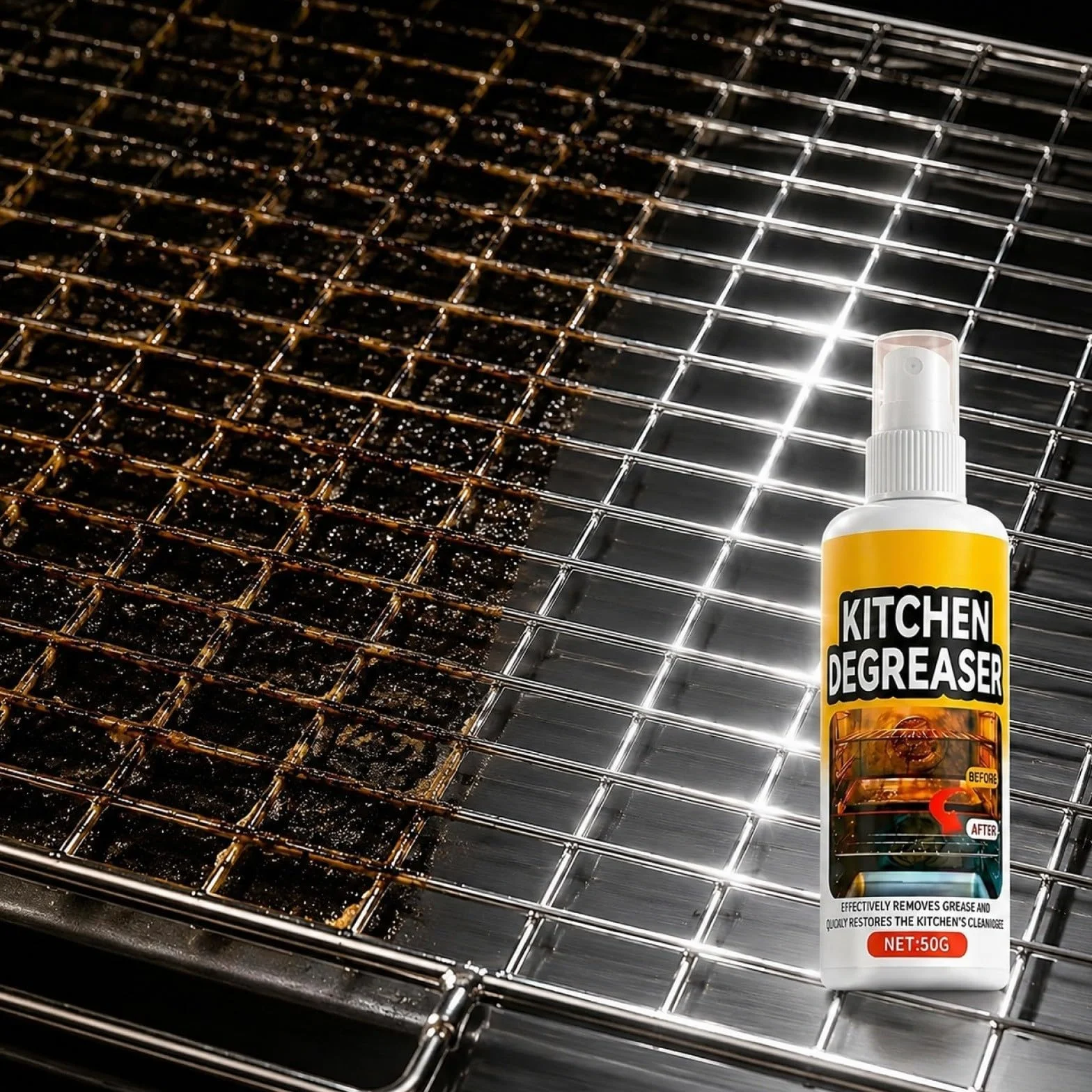 Grease Cleaner Spray, Grillreiniger, Pulizia efficiente, Detergente per Forno e Cucina, Adatto per la Pulizia di Forni, Cappe Aspiranti, Pentole, Friggitrici e Griglie da Esterno (2, A)