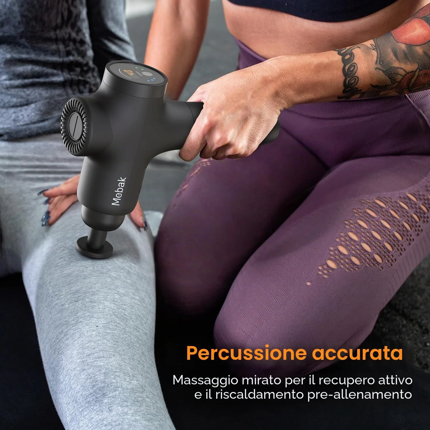Mebak 3 Pistola Massaggio Muscolare Professionale Pistola Massaggiante Massage Gun Tessuto Profondo Corpo Sollievo Dolore Elettrico Silenzioso Massaggiatore 3200RPM 7 Testa 5 Velocità 12mm Ampiezza