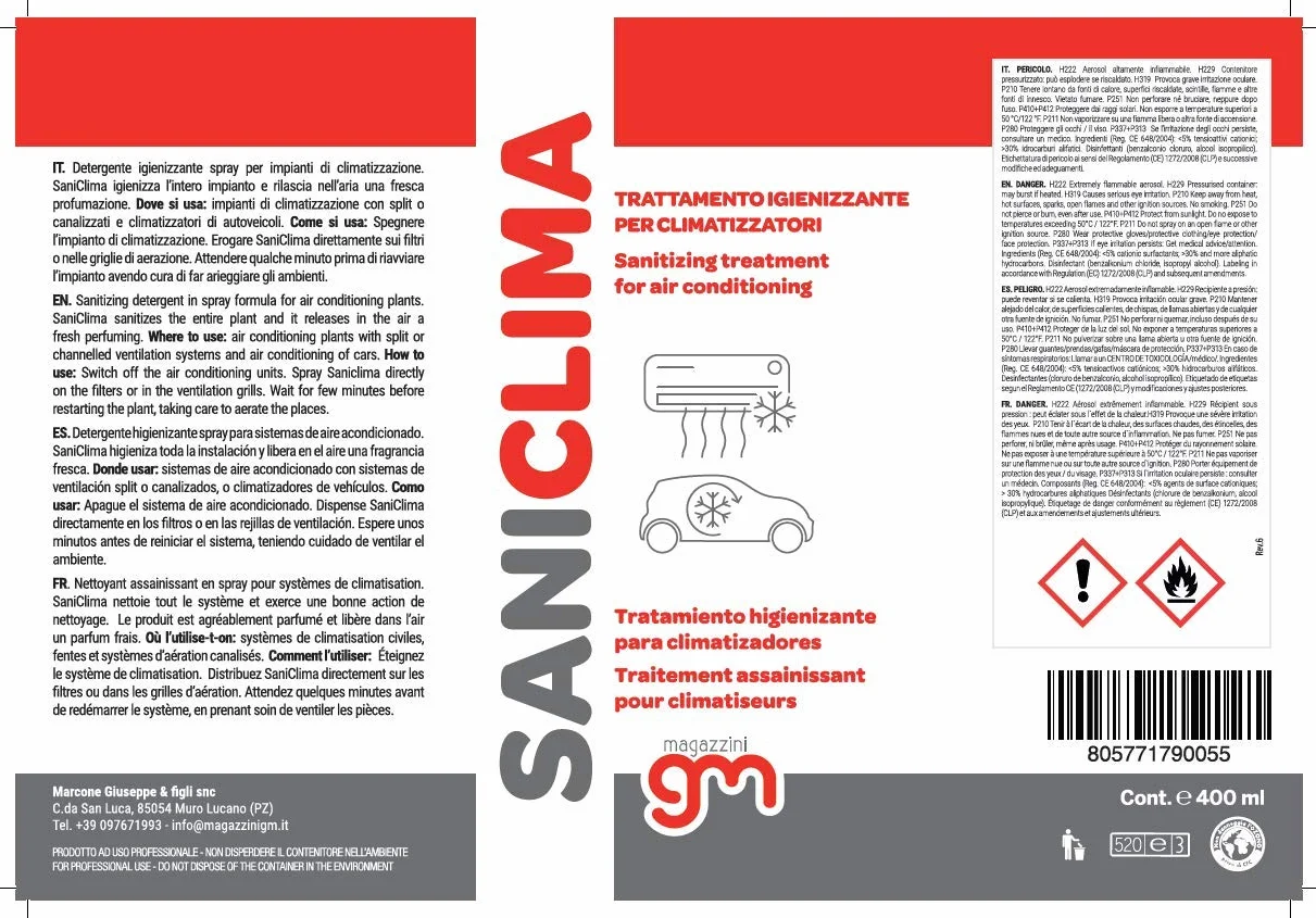 Magazzini GM SANICLIMA Igienizzante Spray per Climatizzatori 400ml