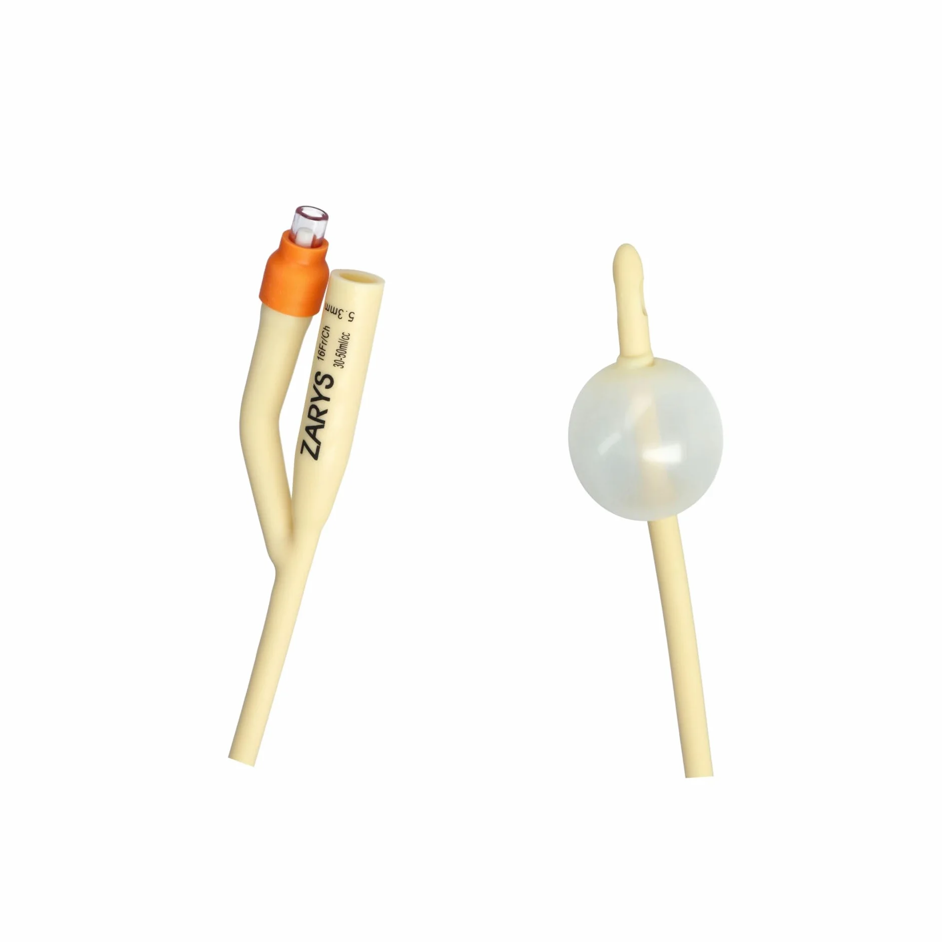 Sonda Foley a due vie con valvola in plastica CH 16 (lattice rivestito in silicone), sterile, senza ftalati, palloncino da 30 a 50 ml
