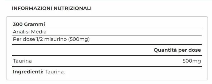 Yamamoto Tau Powder 300 gr + H2O Prozis Omaggio - Taurina polvere gusto natural