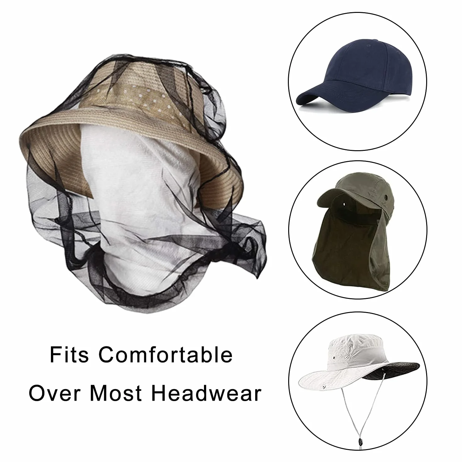 Cappello Anti-zanzara Protezione, Zanzariera Leggera Resistente per Esterni (Nero+Verde)