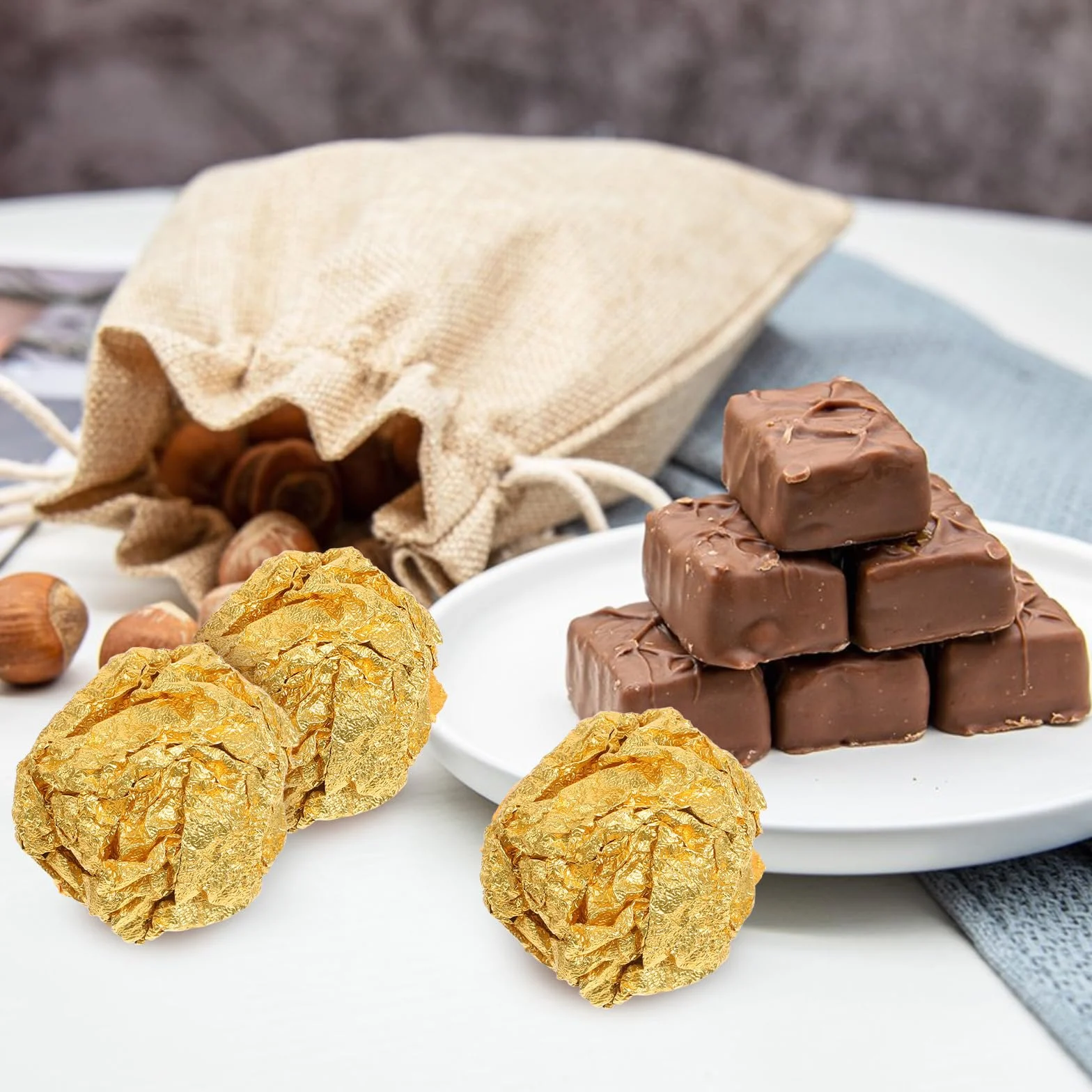 Carta Stagnola Dorata Per Cioccolatini - 200 Fogli Di Alluminio Per Confezionare Dolci, Regali E Alimenti - 20x20cm
