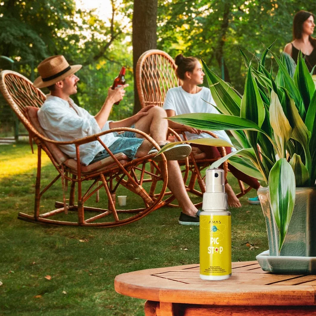 AMAS Spray Protettivo Anti Zanzare 100% Naturale 50ml x 2 Pezzi - Olii Essenziali Citronella Eucalipto Basilico