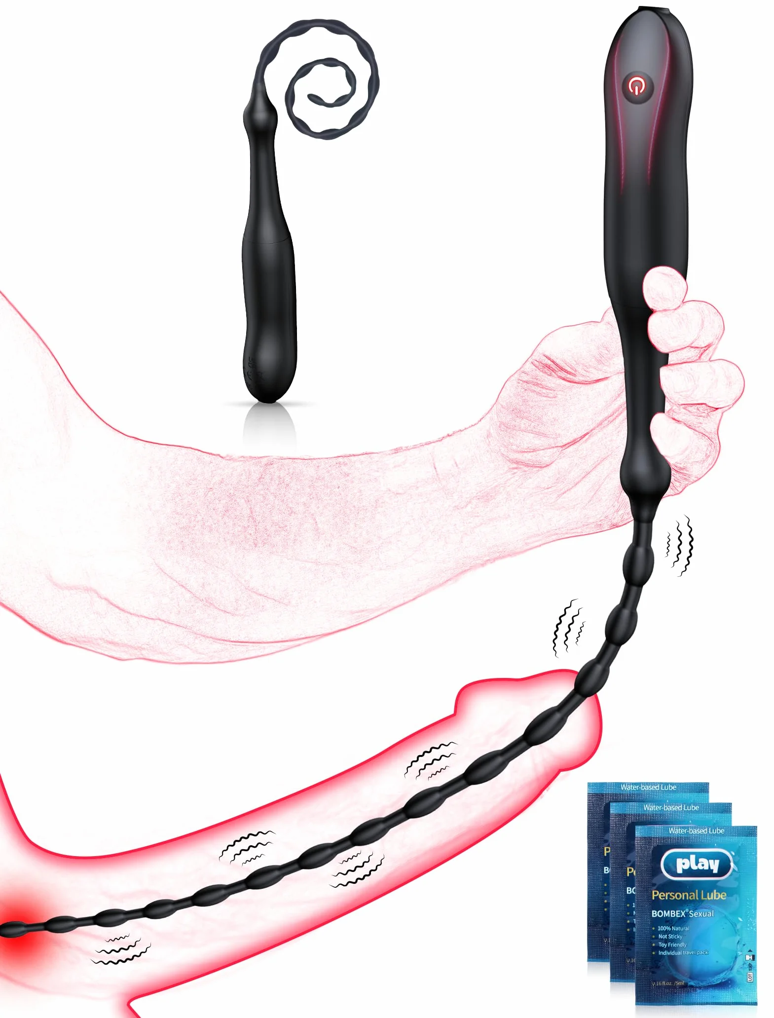 Dilatatore Uretrale Vibratore Penieno 26.9 cm Sonda Uretrali per Uomini Plug Uretrale