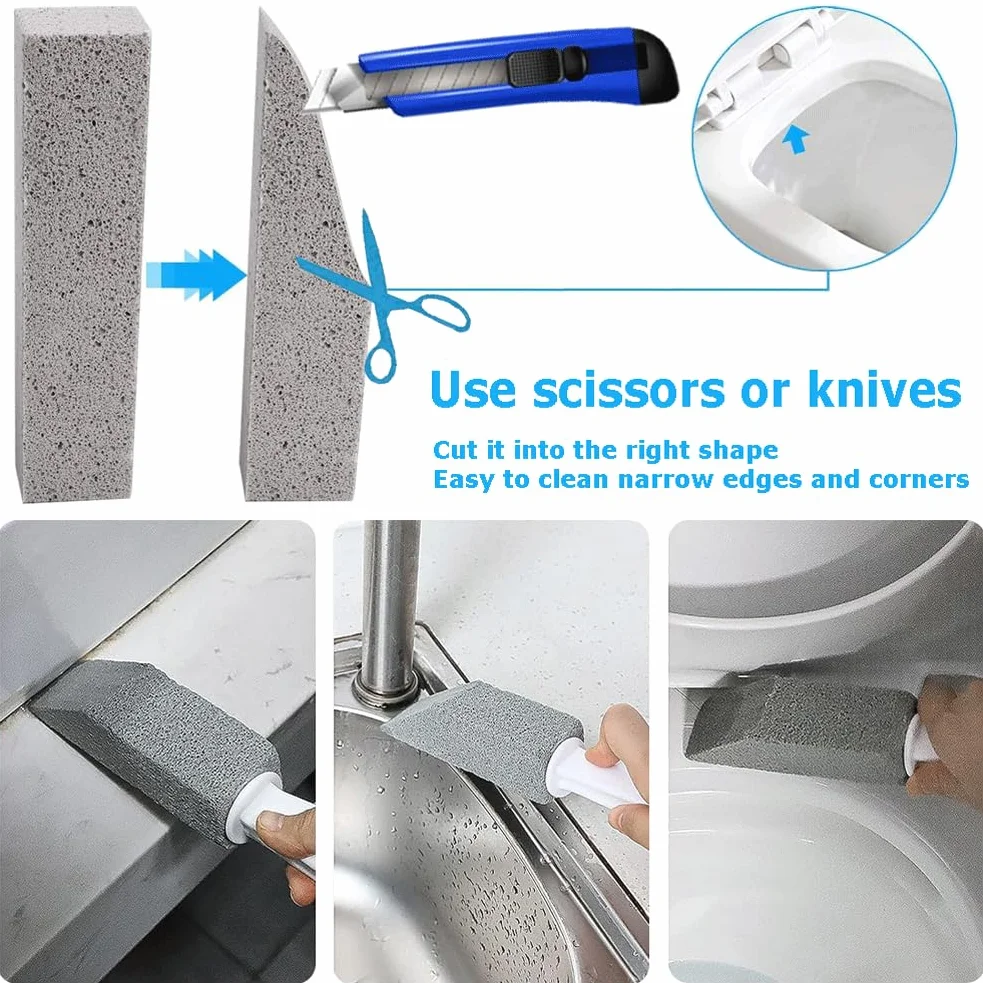 Pietra Pomice Pulizia WC con Manico 4 Pezzi per Bagno Lavandino Cucina Grill Grate Piscina