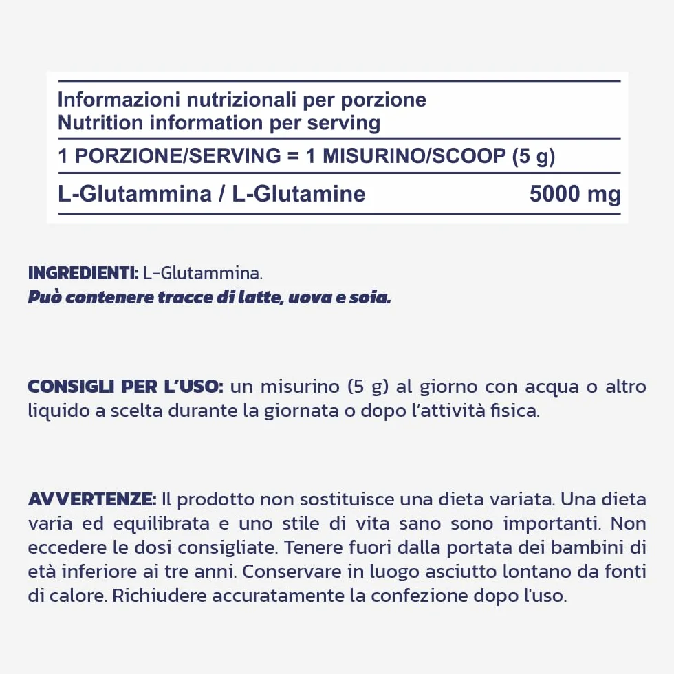 PROLABS – Glutammina in Polvere Solubile GLUTAMINE PURE, Integratore 100% Vegan Purissimo per Recupero, Rigenerazione e Mantenimento Massa Muscolare - Integratori Post Workout, Gusto Neutro, 500gr