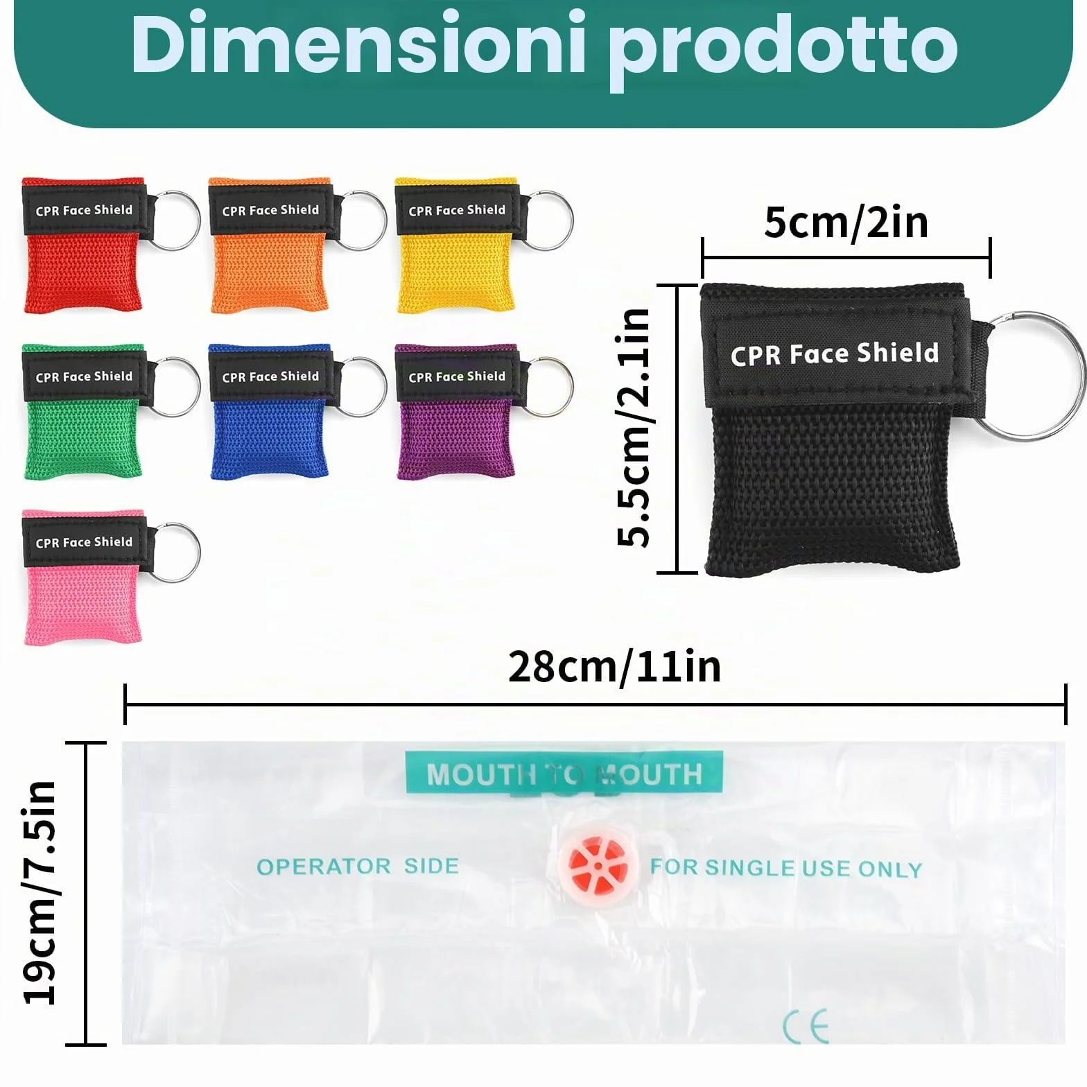 Set 8 Mascherine Respirazione Primo Soccorso, Maschera CPR Emergenza