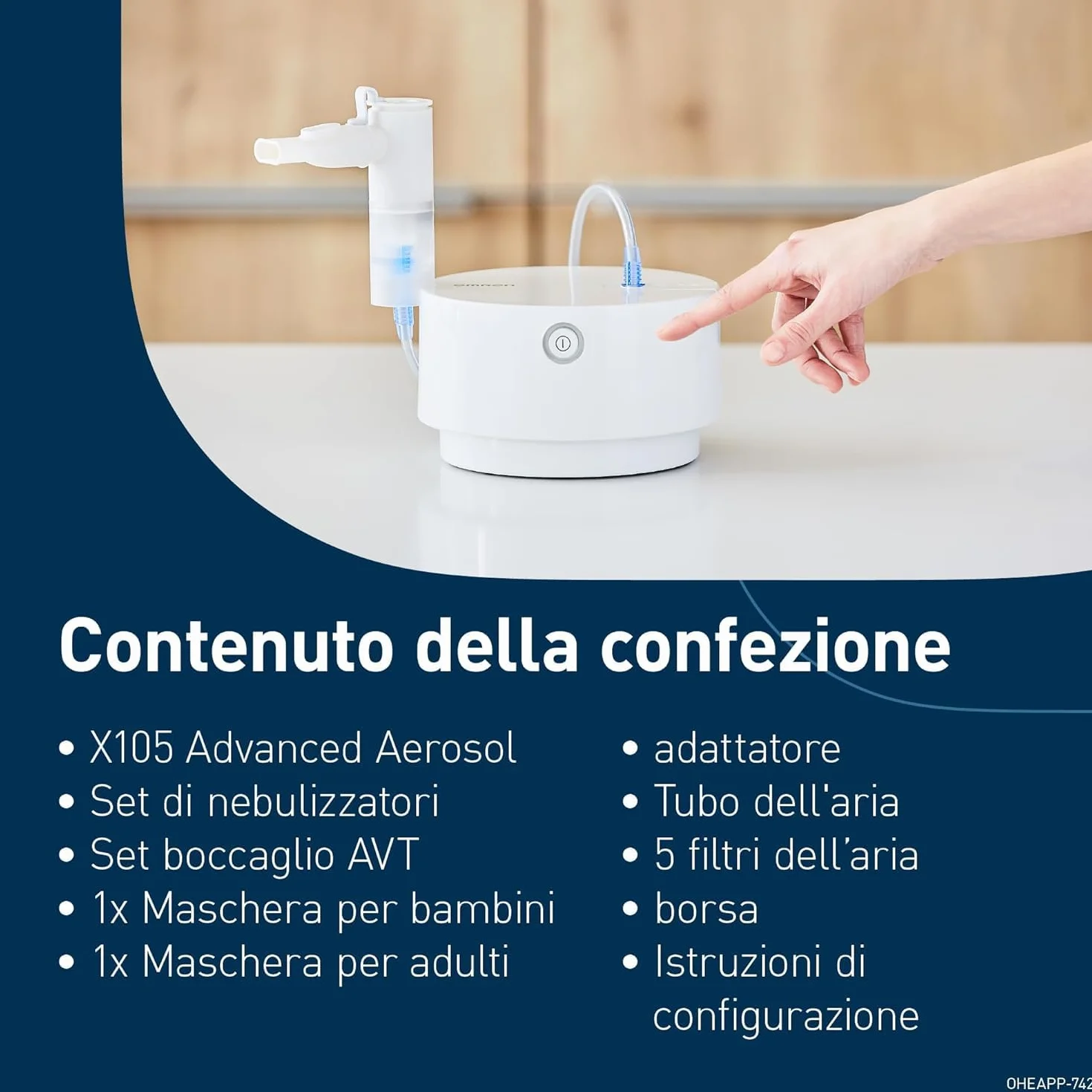 OMRON Aerosol X105 Advanced Nebulizzatore a Compressore per Adulti con Accessori