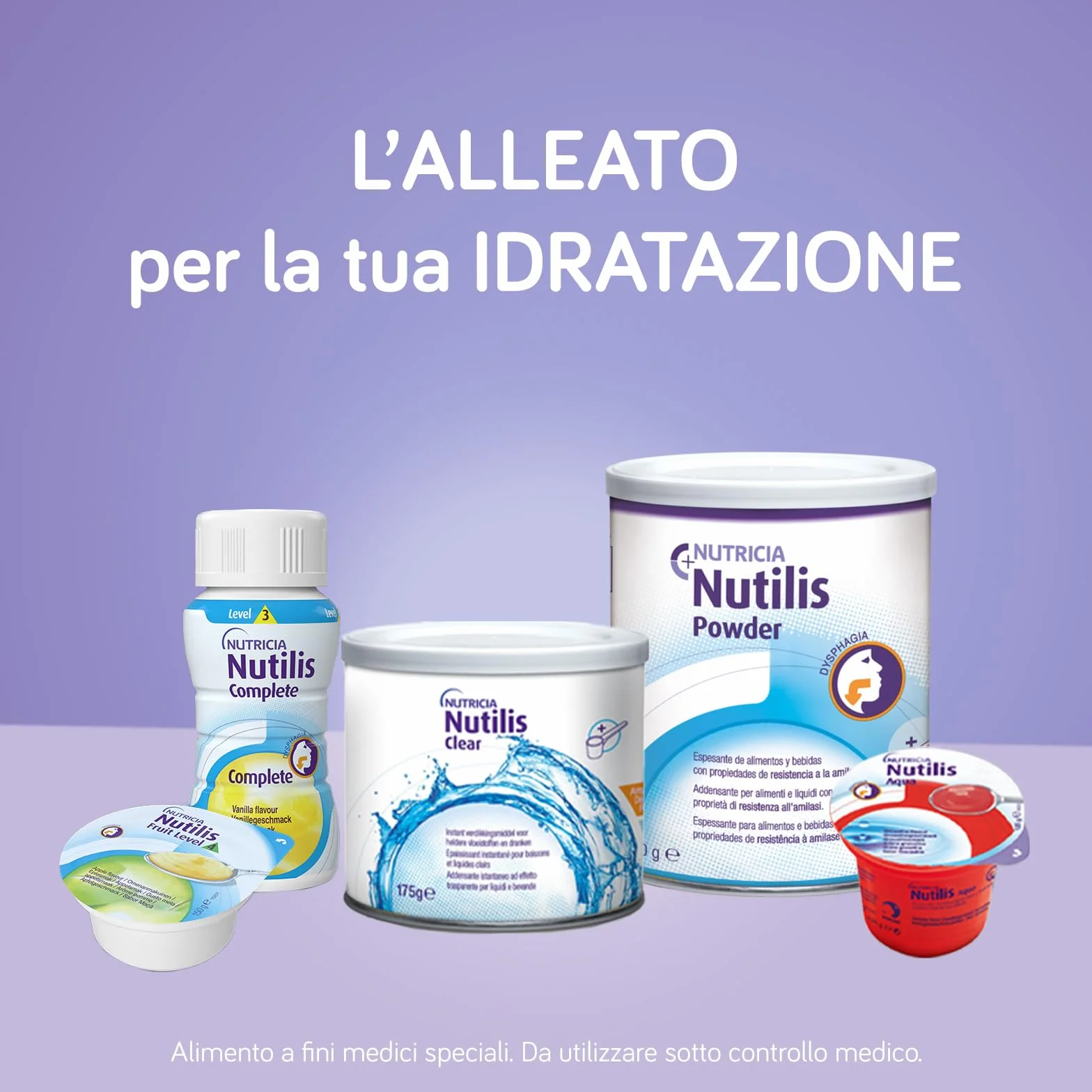 NUTILIS CLEAR - Addensante in Polvere, Insapore e Incolore, indicato per la Gestione Dietetica della Disfagia o Problemi di Masticazione, Alimento a Fini Medici Speciali, Gusto Neutro - 175g