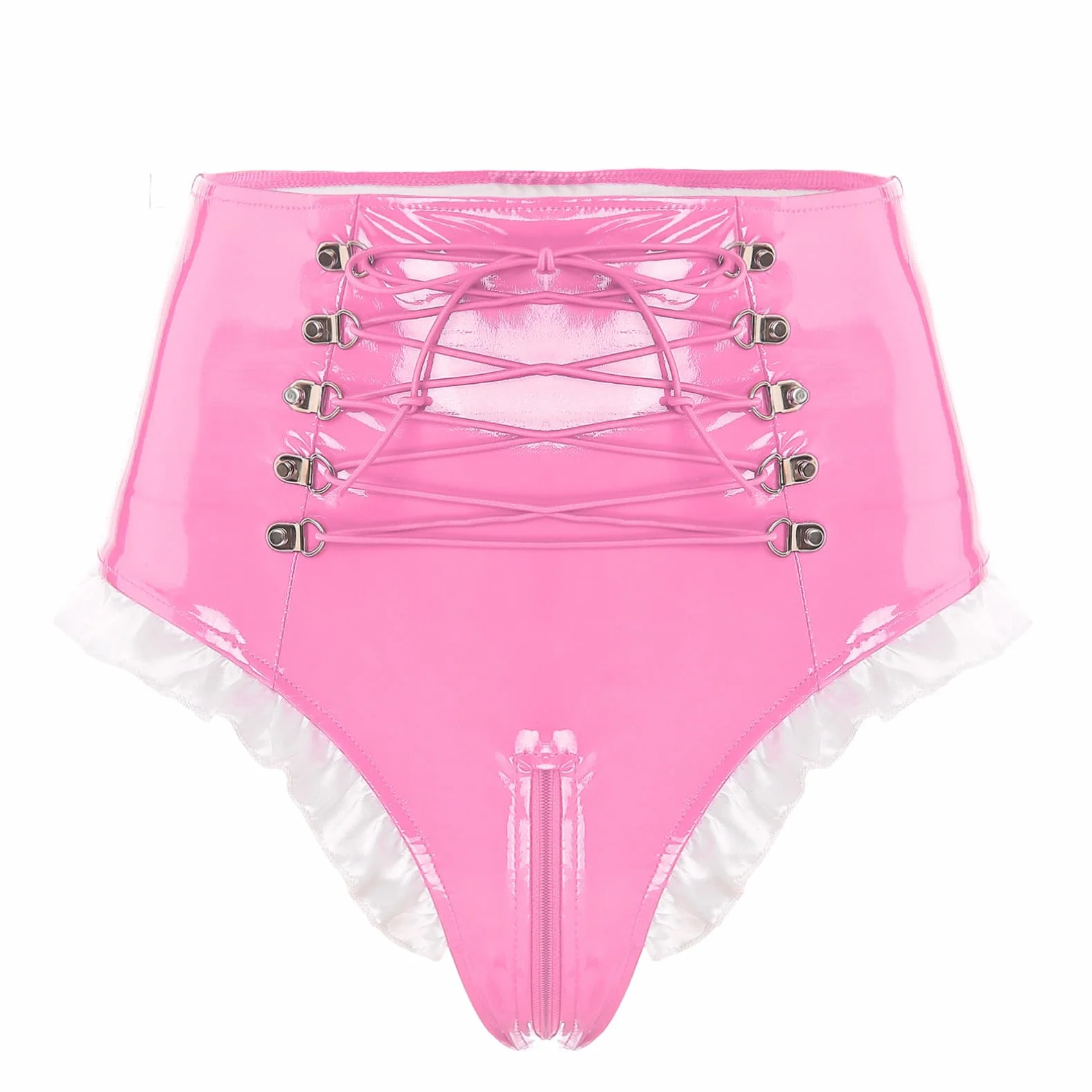 Slip sexy da donna in pelle laccata effetto bagnato perizoma hipster lingerie corta