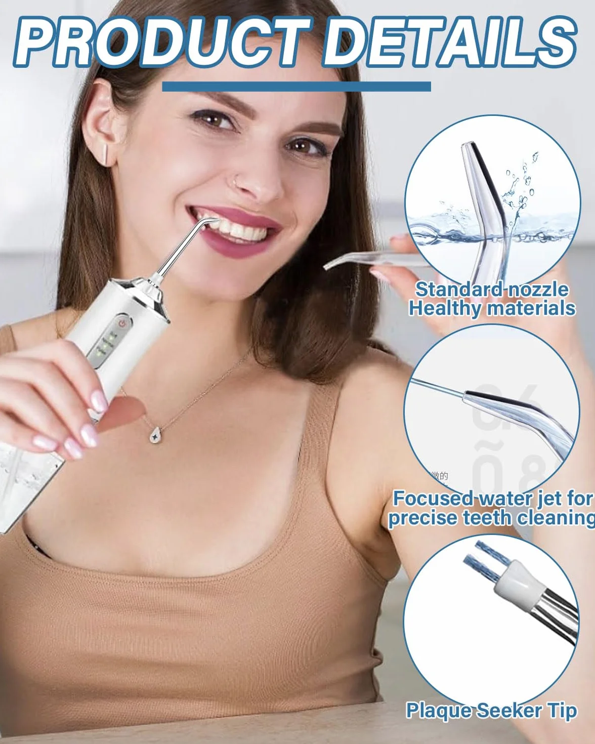 Set di 3 Punte di Ricambio per Idropulsore Dentale, Ugelli Compatibili con perWaterpi WP-100, WP-660 e Altri Modelli, Accessori per Irrigatori Orali, Spruzzo Acqua Dentario