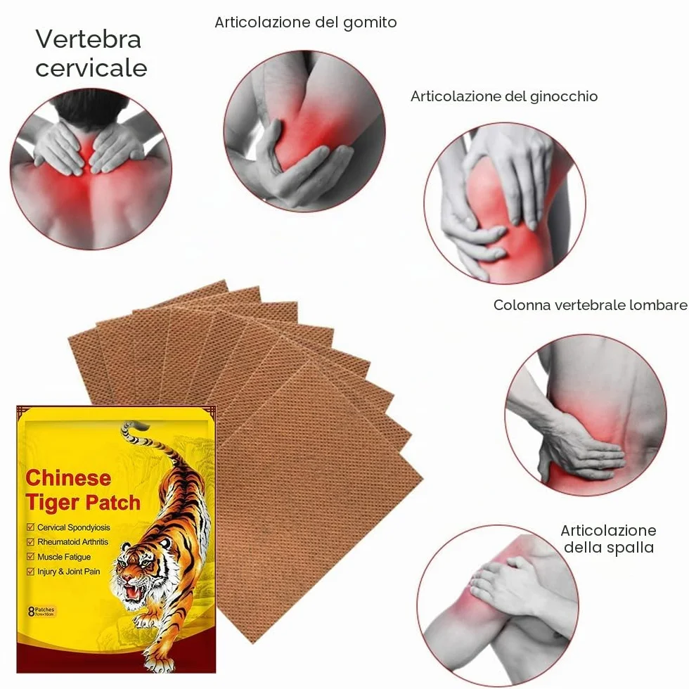 80 Pcs Cerotti Antidolorifici, Cerotto Antidolorifico della Tigre, Cerotti Riscaldanti Schiena, Cerotti Antidolorifici Schiena per Mal di Schiena, Ernia del Disco Lombare, Muscoli Della Schiena