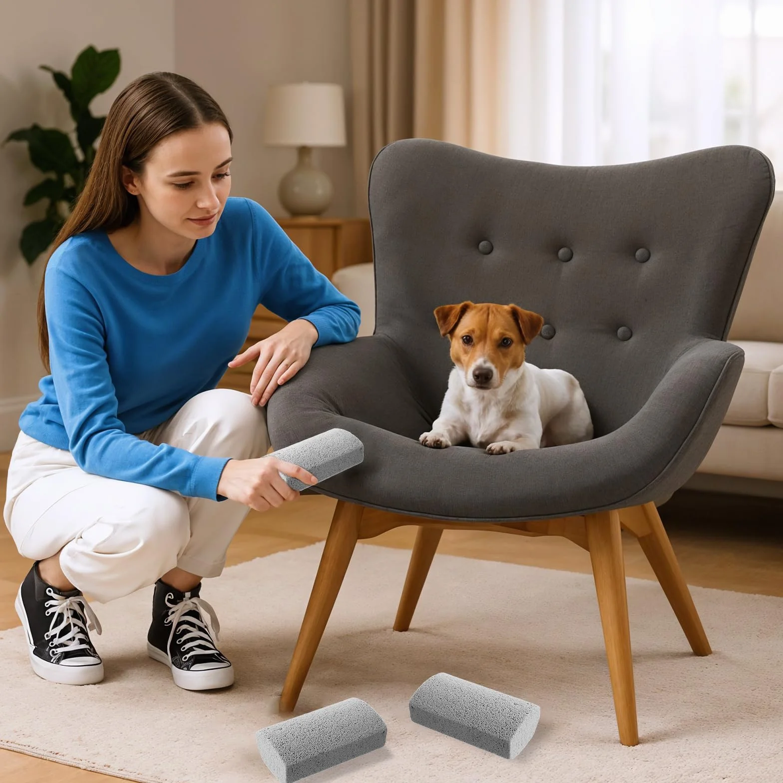 Pietra Pomice 2 Pezzi per Rimozione Peli Animali Domestici, Strumento Cura Piedi, Gatti e Cani, Pulizia Divano