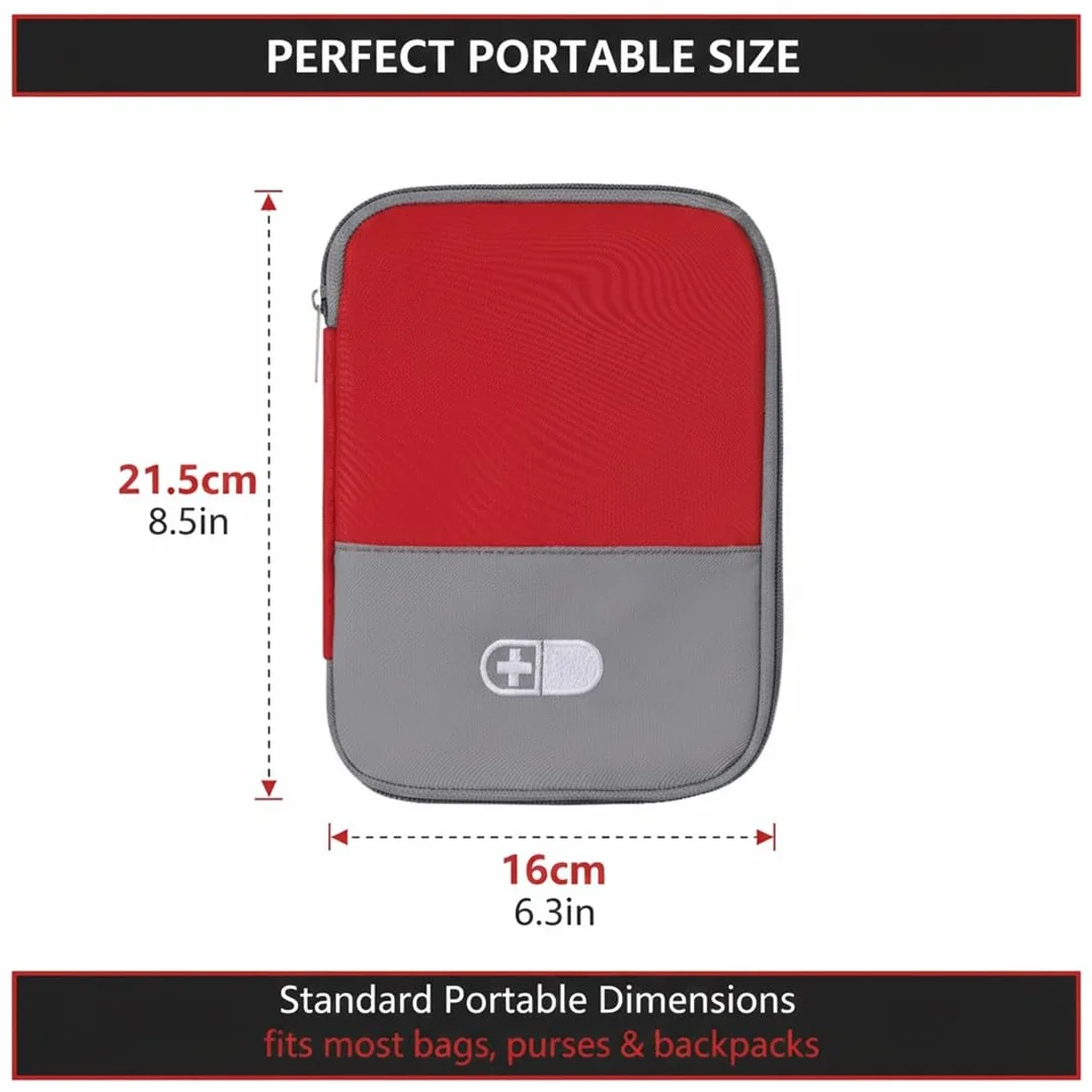 Borsa Medica Mini Kit Pronto Soccorso Viaggio Impermeabile Portamedicine Vuota Rosso