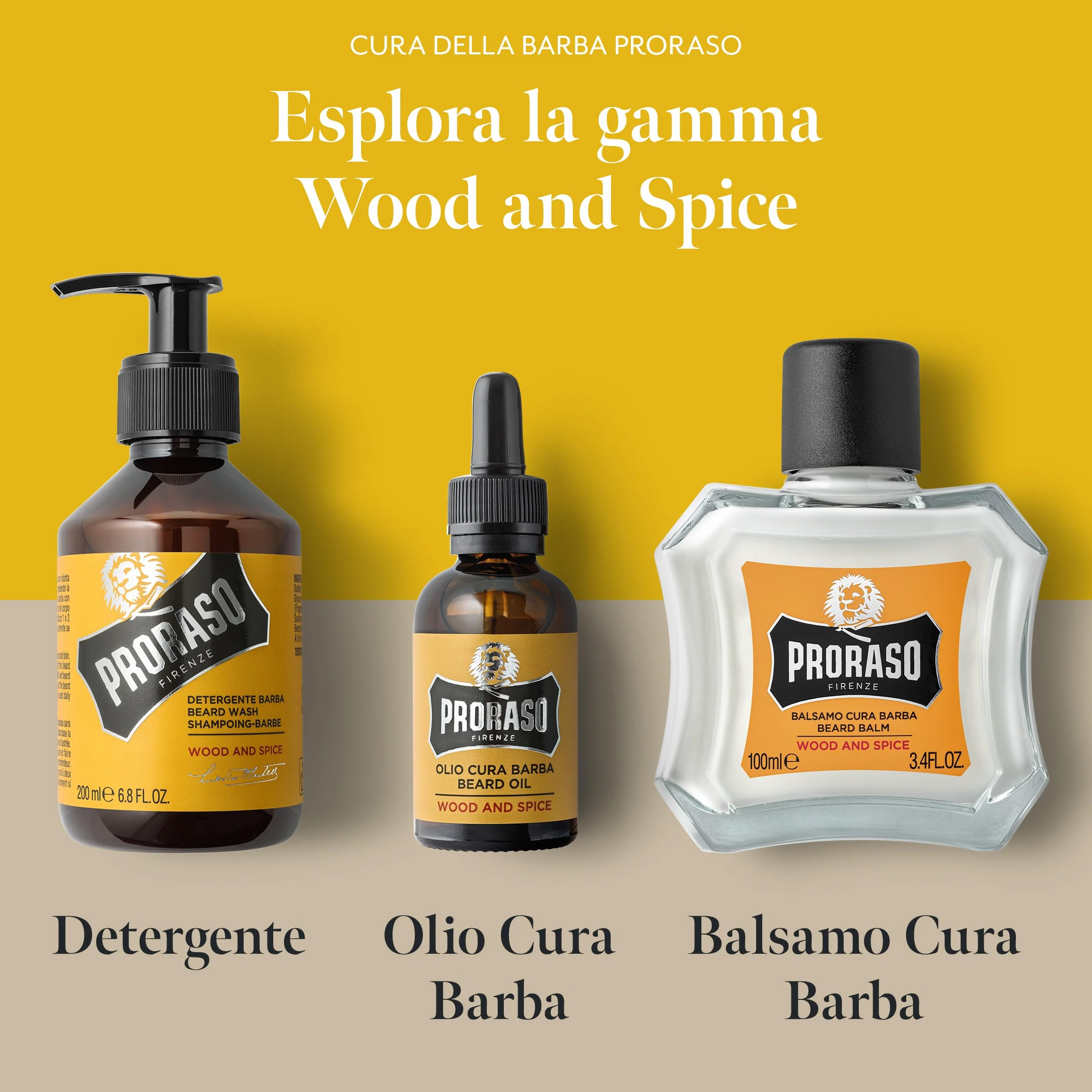 Proraso Olio Cura Barba Wood and Spice 30ml Olio da barba uomo ammorbidente nutriente Made in Italy