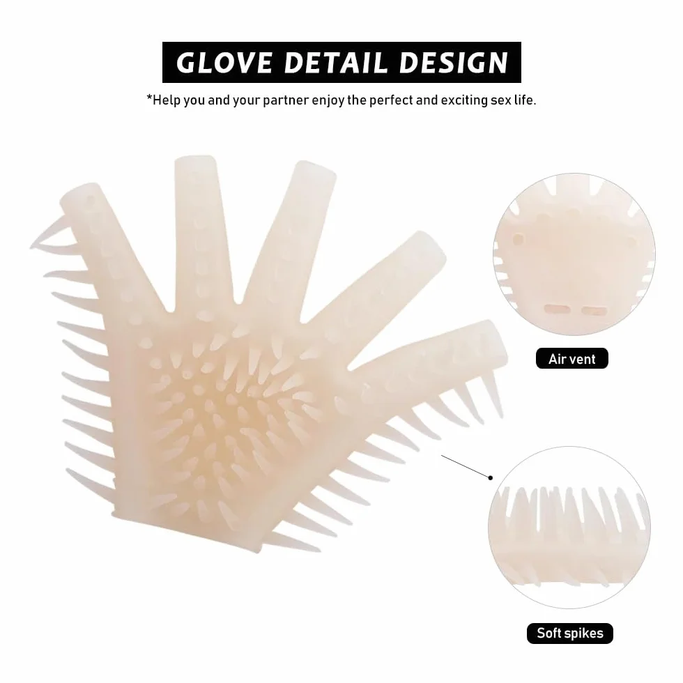Bianco Erotico Finger Vibratore Spike Guanti Clitoride Massaggio Giocattoli Sesso per Coppie Maschio Masturbazione Finger