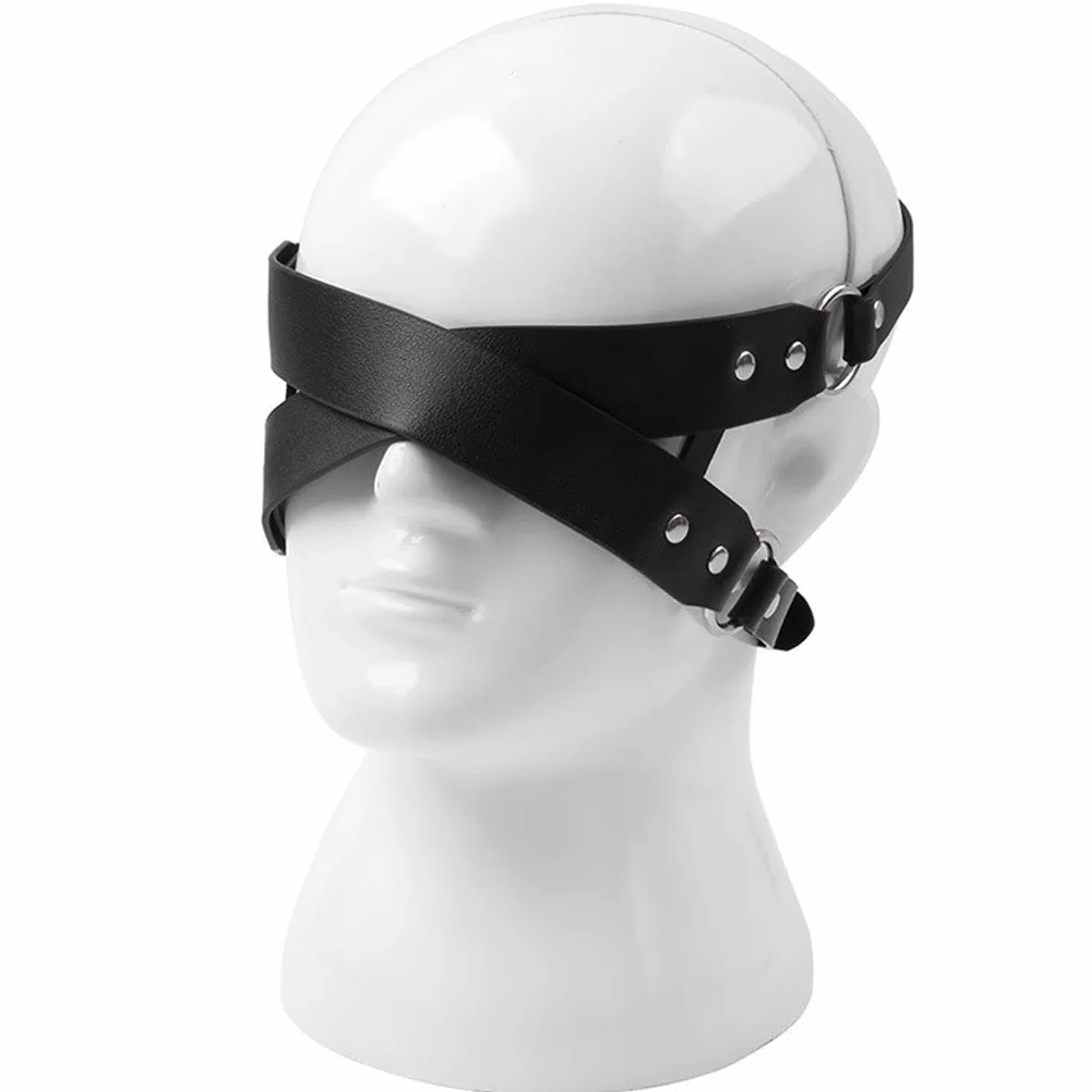 Maschera erotica in pelle nero argento Taglia unica per adulti giochi di ruolo
