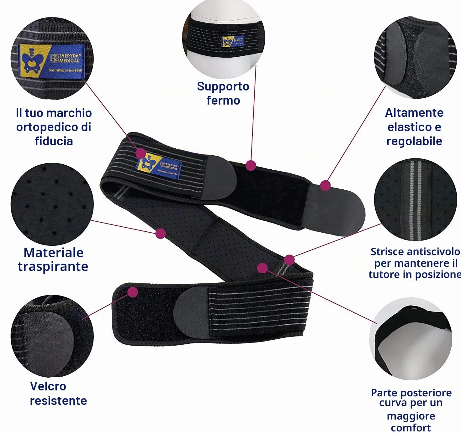 Cintura Sacroiliaca per Everyday Medical I Cintura di Supporto Sacroiliaca con Cinghie Supplementari I Donna e Uomo Supporto Anca per Sciatica e Pelvi I Sacroiliac Si Joint Support Belt I L/XL