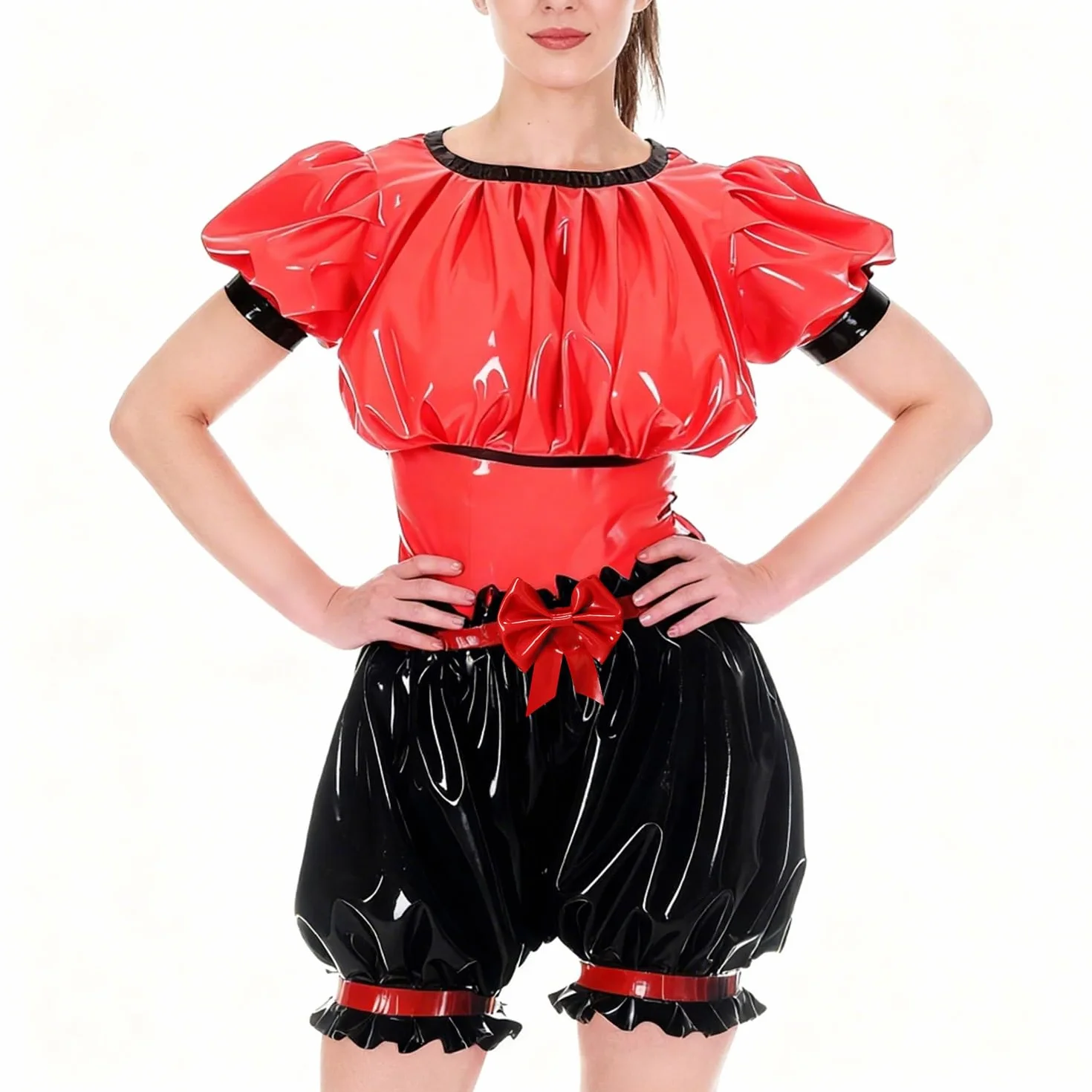 Pantaloncini Lanterna in Lattice Donna Nero Farfalla Rossa per Club
