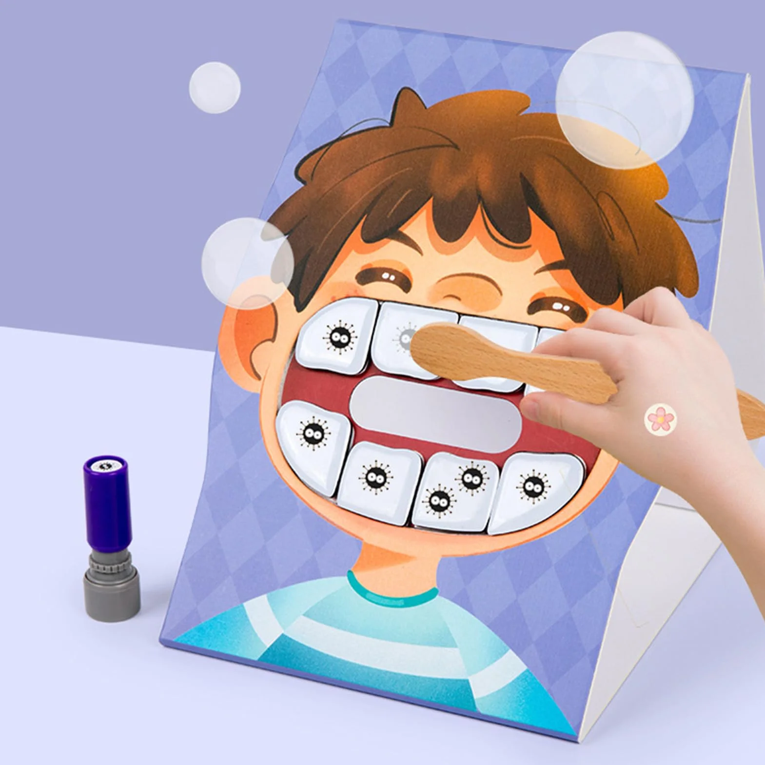 Set per l'apprendimento dentale: divertenti carte per la cura dei denti, interattivo per l'igiene, allenatore per la spazzolatura dei bambini, attività per un sorriso sano | Pacchetto educativo