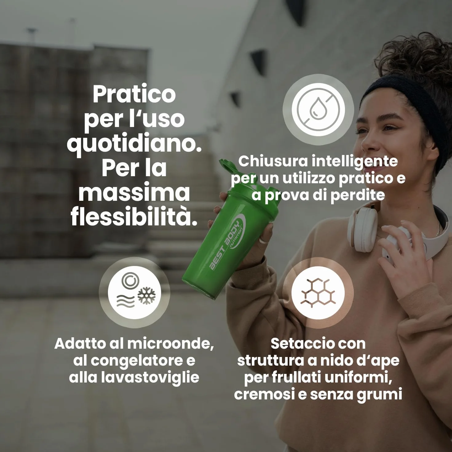Best Body Eiweiß-Shaker Edition Frullati Verde - Capacità: 700 ml