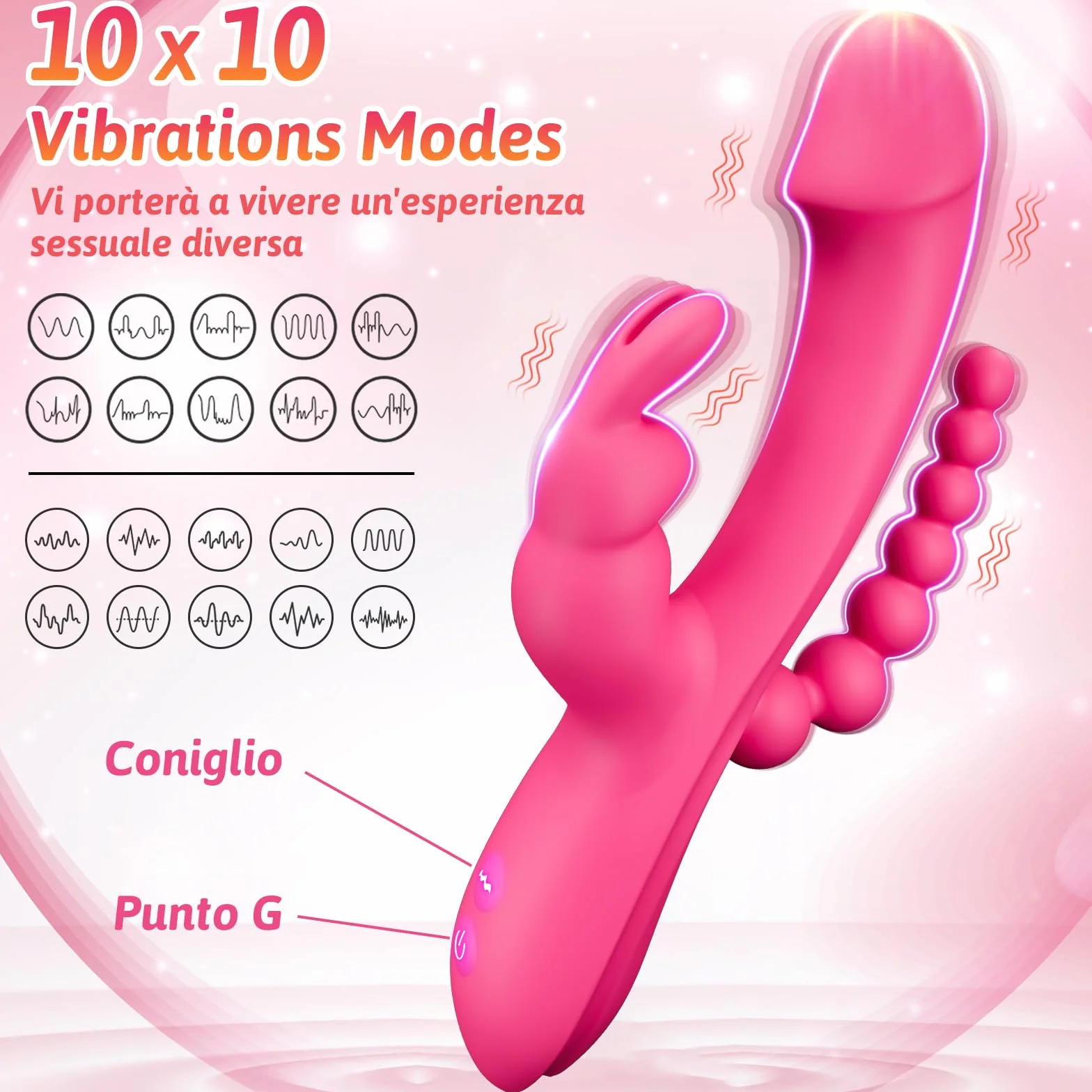 Vibratoreper donna del punto G Sex Toy - Dildo Stimolatore clitorideo, Giocattolo per adulti per il piacere femminile, doppio 10 modalità vibratore rosa anale Giocattolo del sesso di coppia