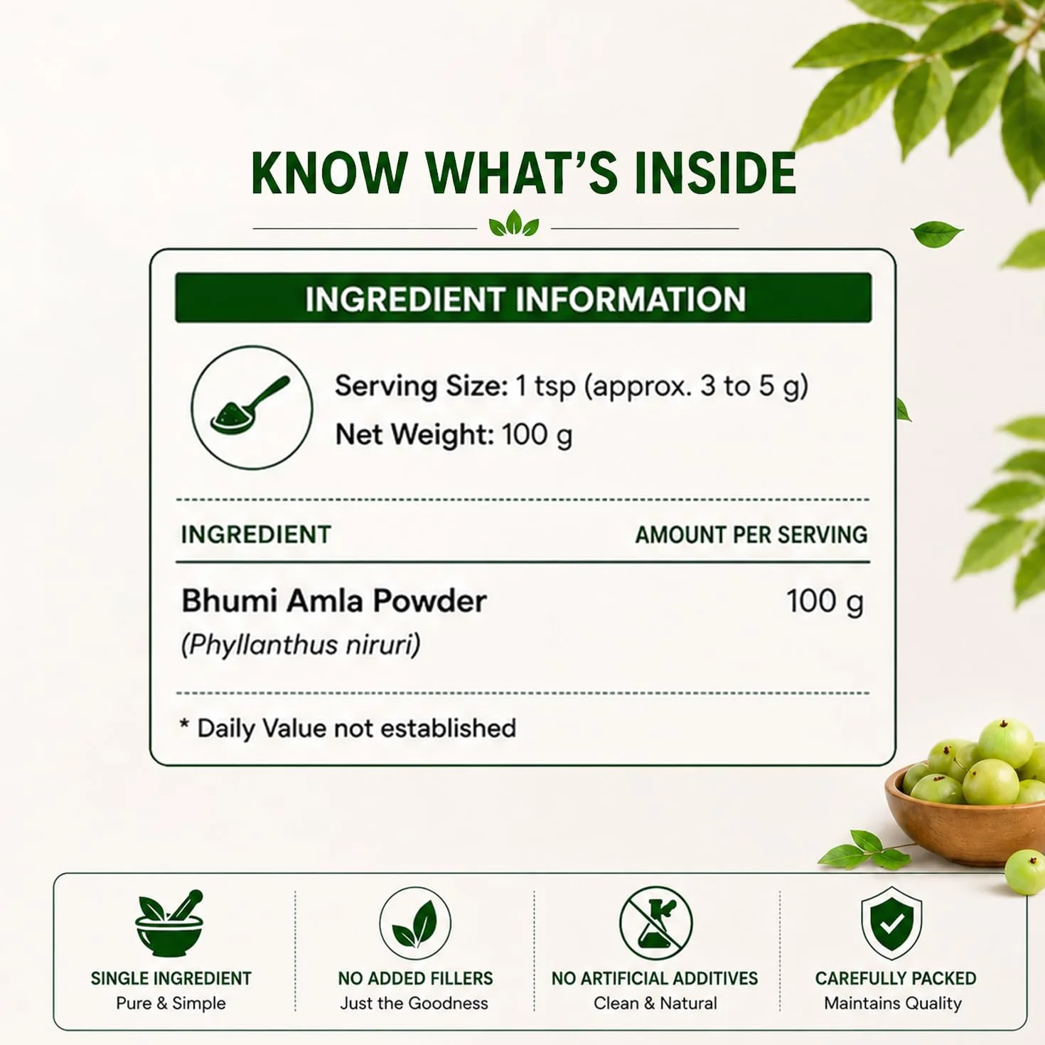 Vedikroots Bhumi Amla Powder Organic Pure Ingredient Extract for Healthy Liver Digestion