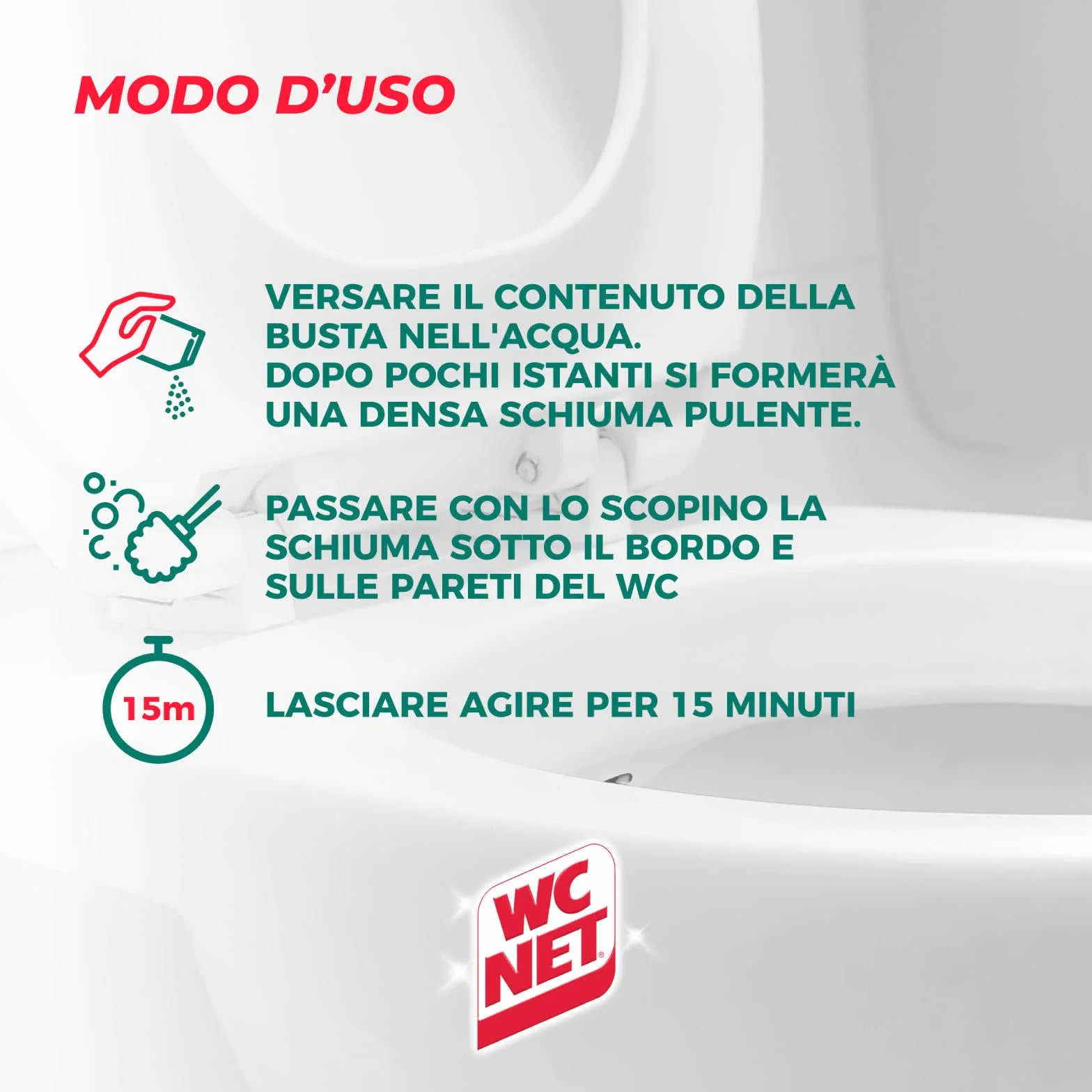 Wc Net - Energy con Candeggina, Detergente Igienizzante in Polvere per WC, Schiuma Autopulente con Azione Sbiancante, 4 Buste x 3 Confezioni